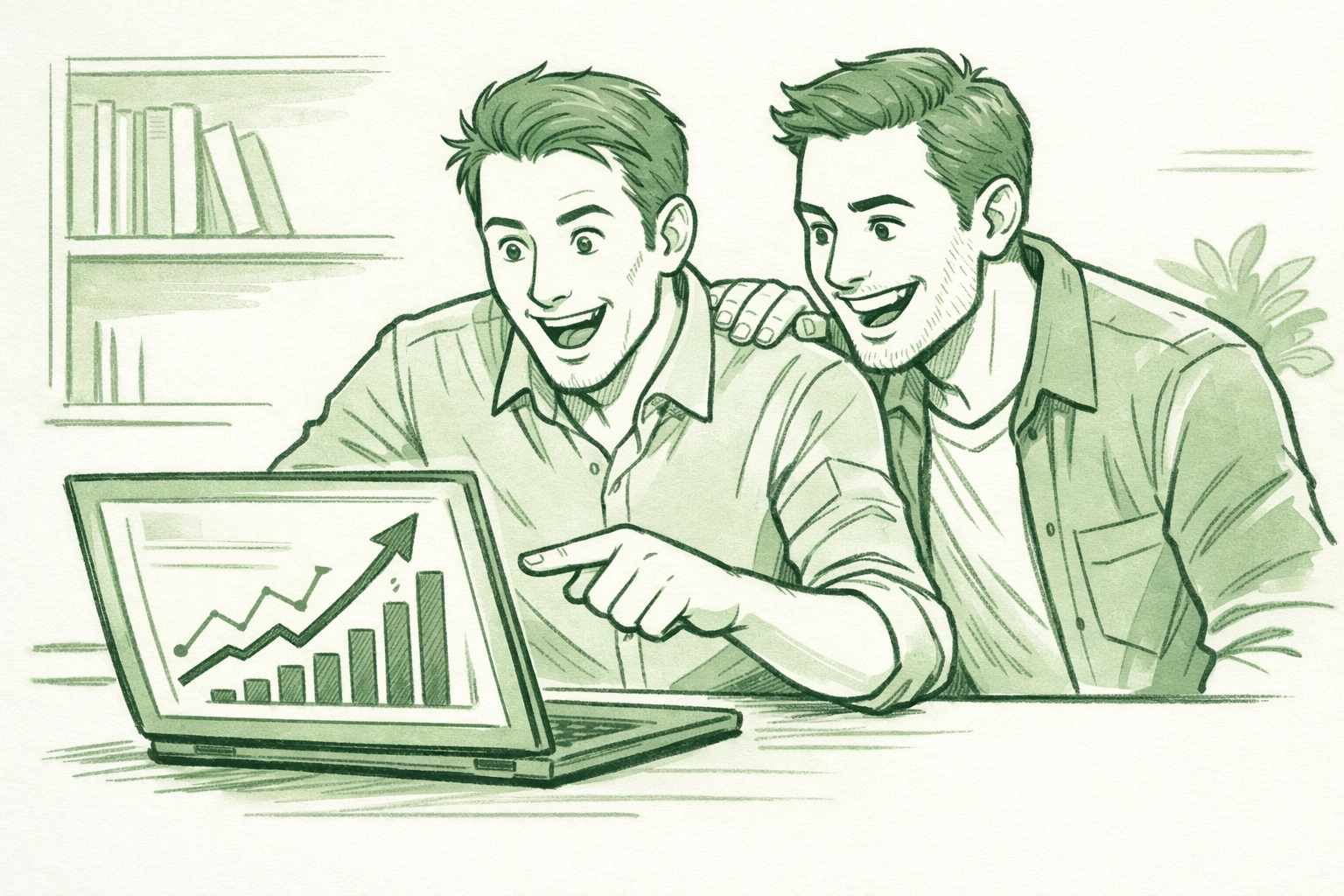 LGBTQ+ authors review direct sales royalties on laptop, celebrating financial independence