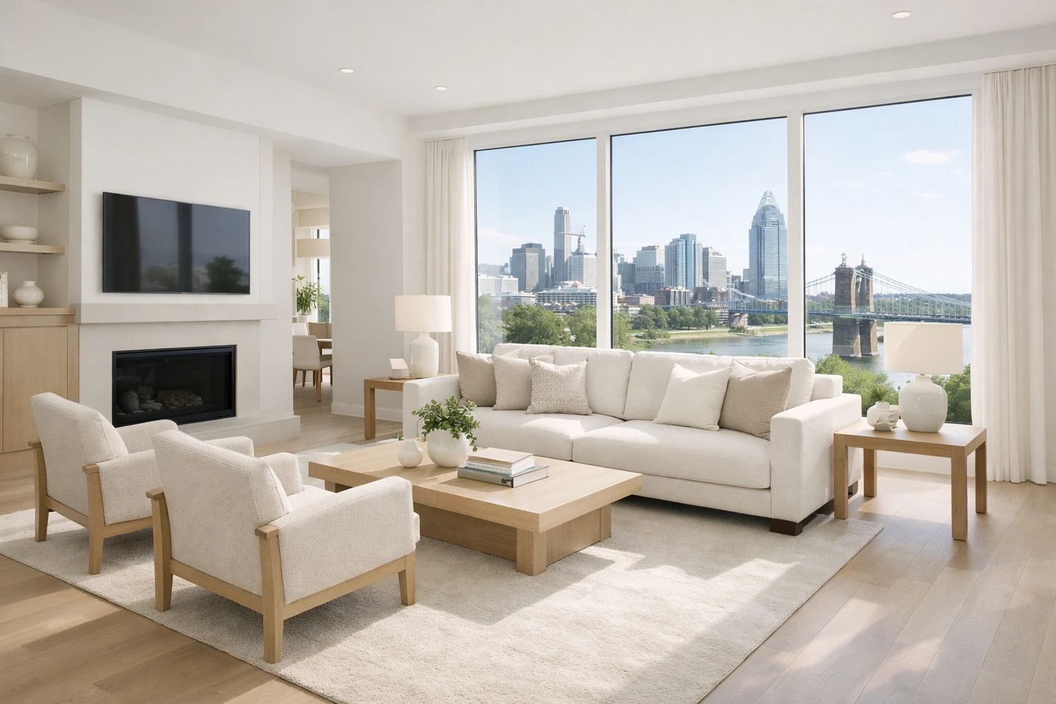 Bright open-concept Cincinnati living room representing high market demand and property value in 2026.