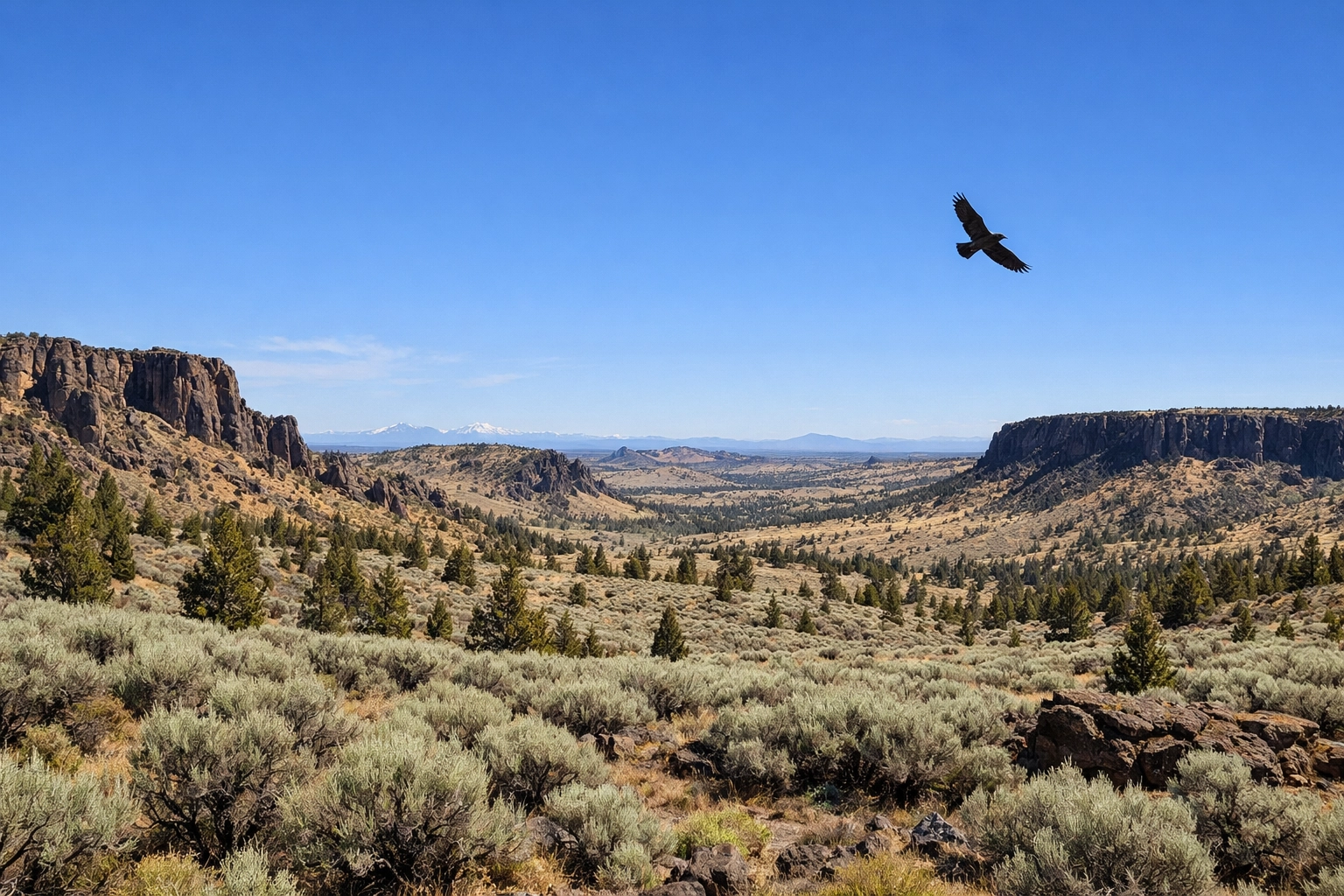 Vast Pacific Northwest high desert landscape representing the freedom and sovereignty of off-grid sustainable living.