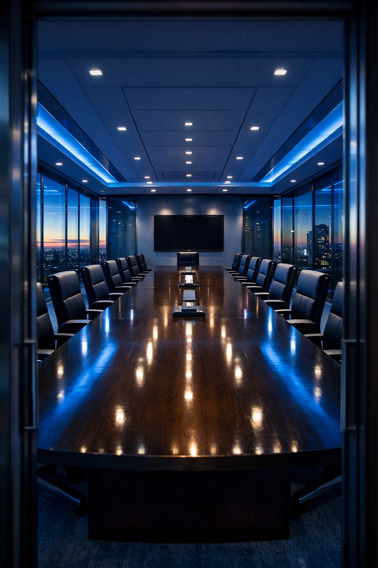 Professional office cleaning results in a spotless boardroom for a business in Central Scotland.