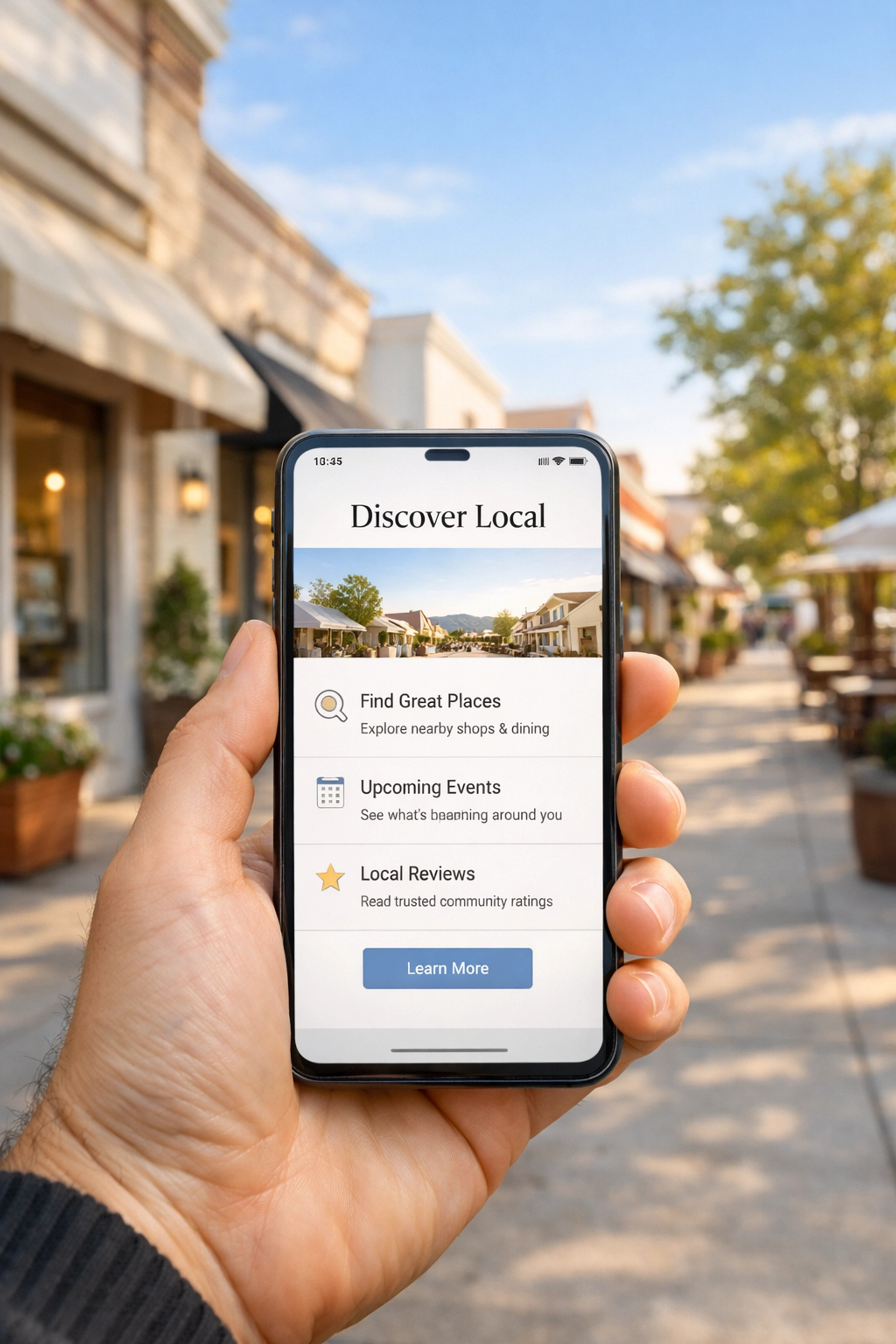 Optimized WordPress website design for a local business displayed on a mobile smartphone.