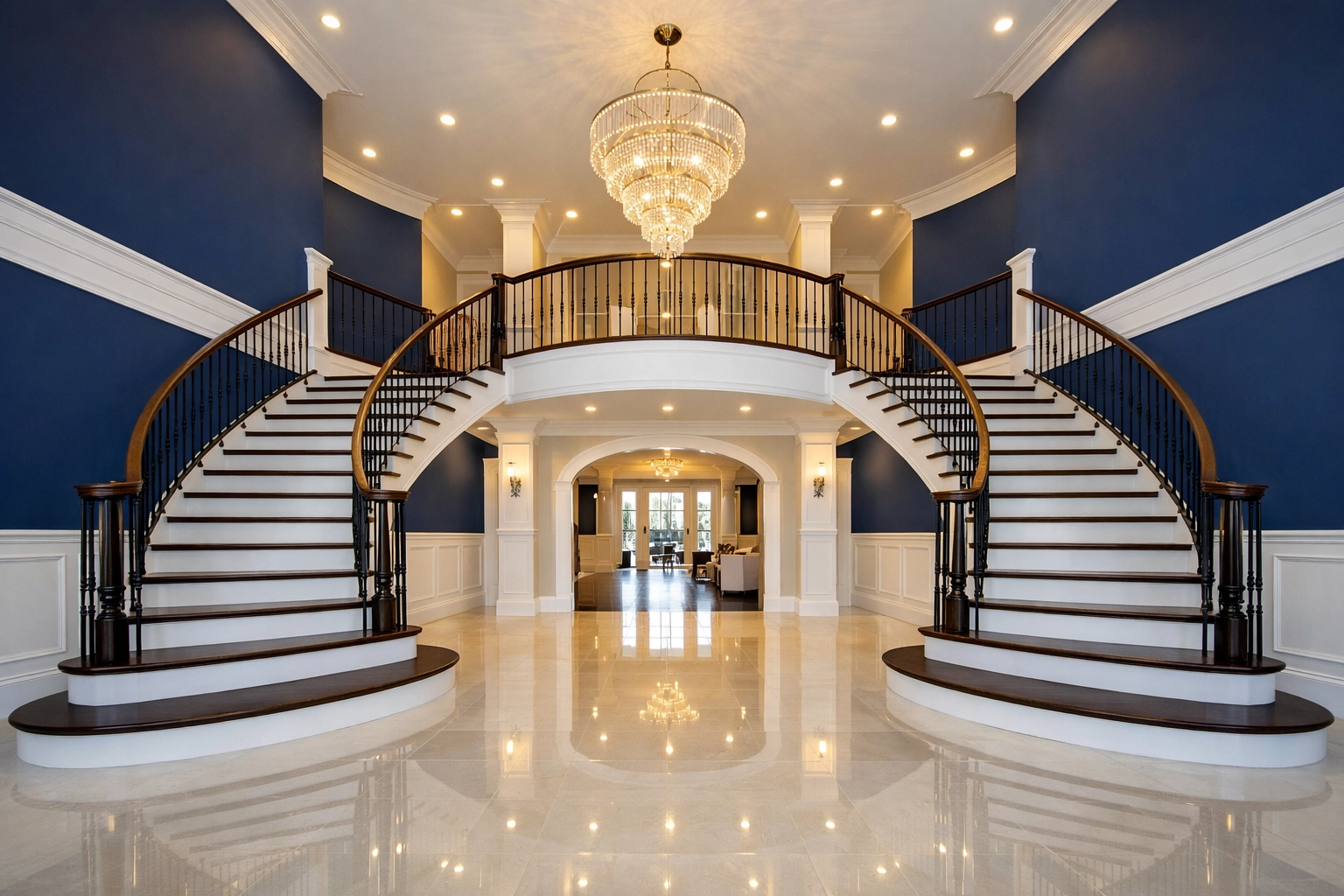 A spotless luxury foyer in Wellesley after professional post-construction cleaning, ready for move-in.