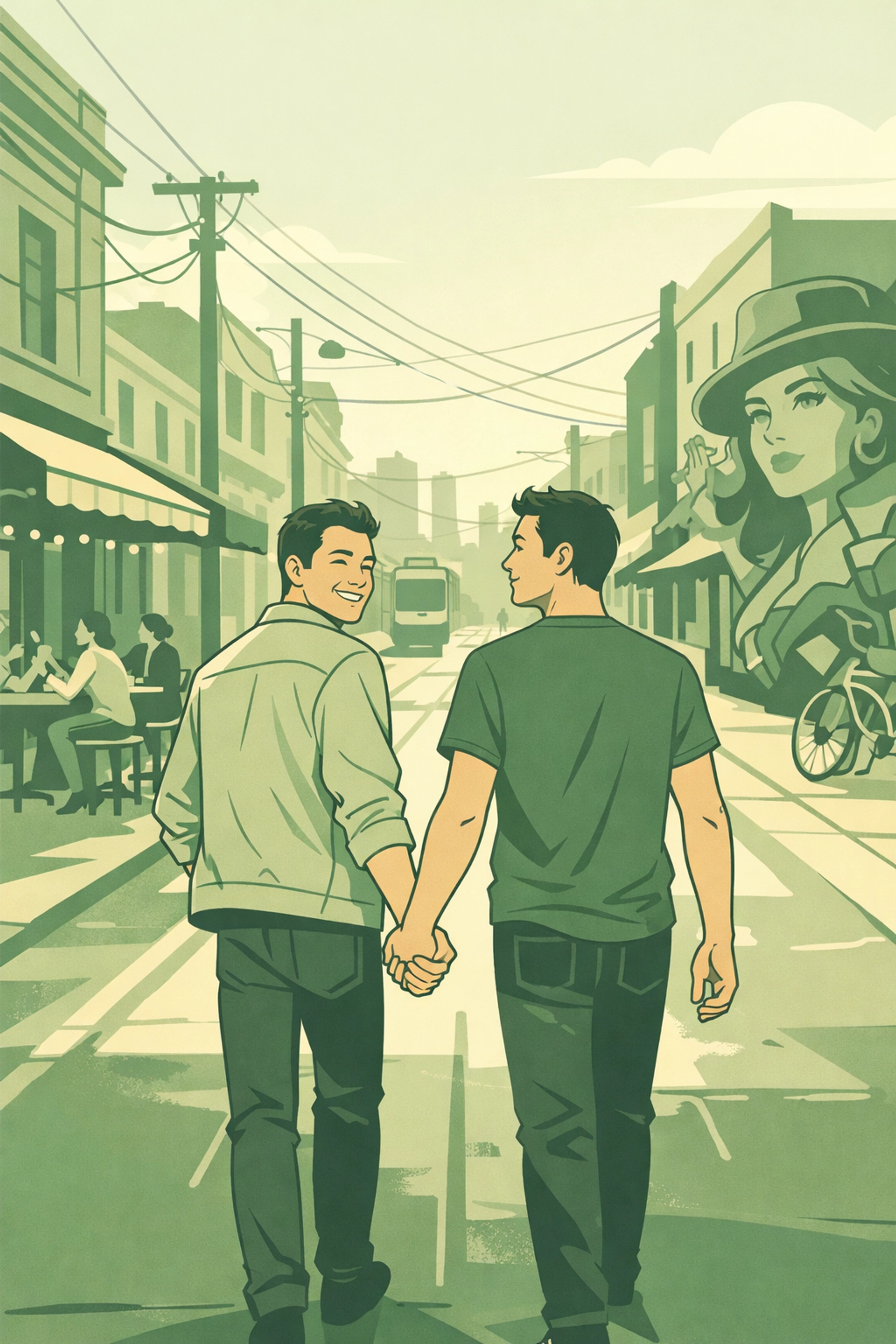 Gay couple holding hands freely on Melbourne street after seeking asylum