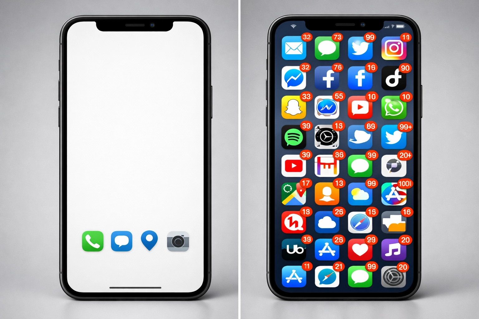 Side-by-side comparison of clean minimalist interface versus cluttered bloated plugin dashboard