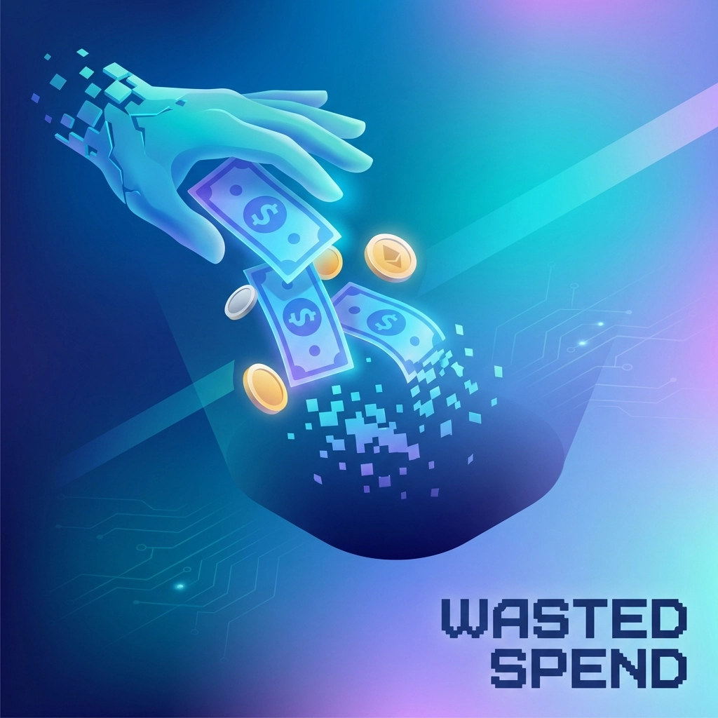 Money dissolving into pixels symbolizes wasted marketing spend on high-cost PPC real estate seller leads