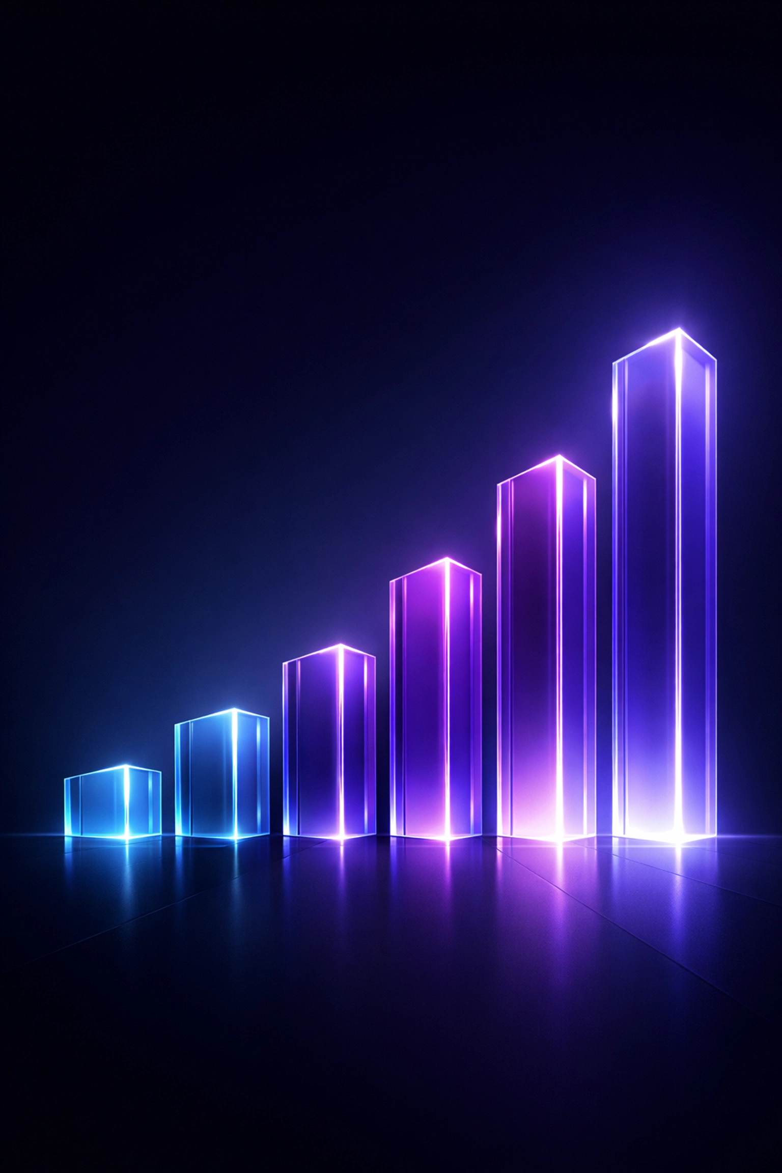 Glowing ascending pillars symbolizing business growth and scaling through AI-based SEO strategies.