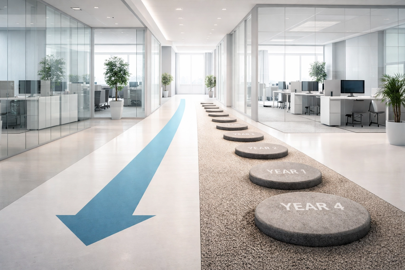 Two office pathways showing diverging routes for IRA beneficiaries based on required minimum distribution rules