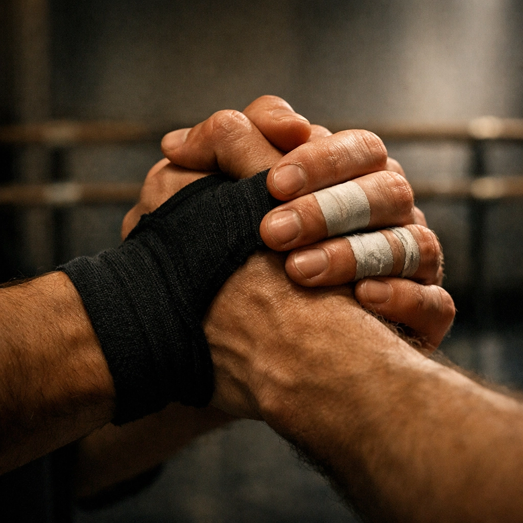 Male dance partners holding hands during rehearsal - gay romance in dance world
