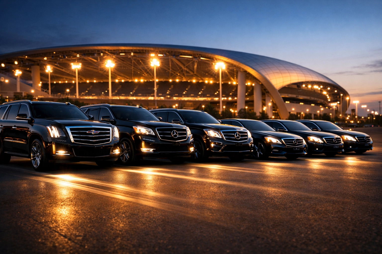 Luxury executive transportation fleet for Super Bowl VIP corporate travel and event logistics