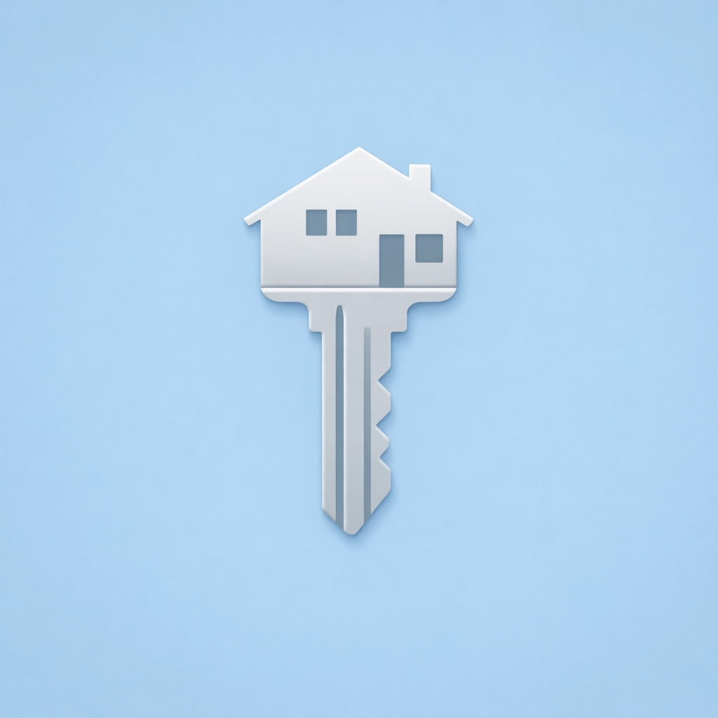 Llave con forma de casa para representar el éxito al mejorar mi crédito rápido.