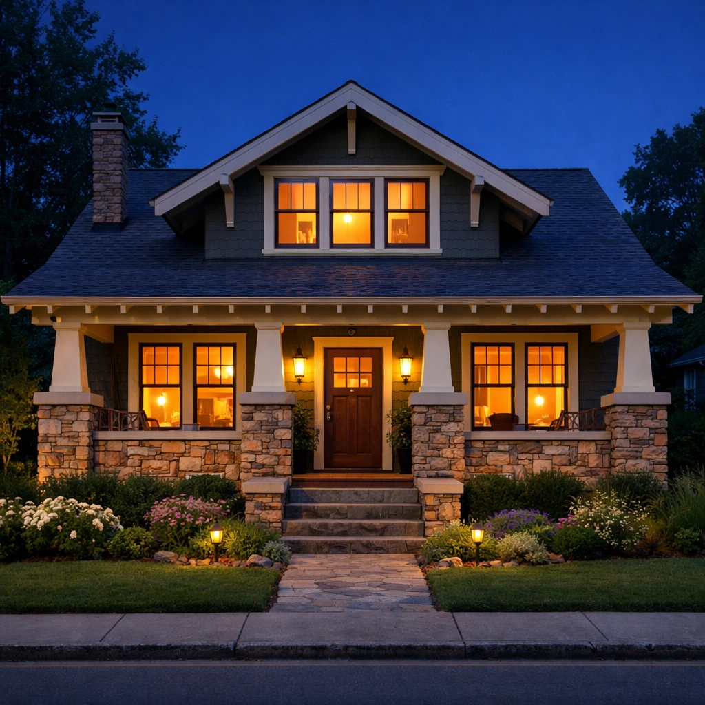 A charming Nashville bungalow at dusk, highlighting inherited property selling options.