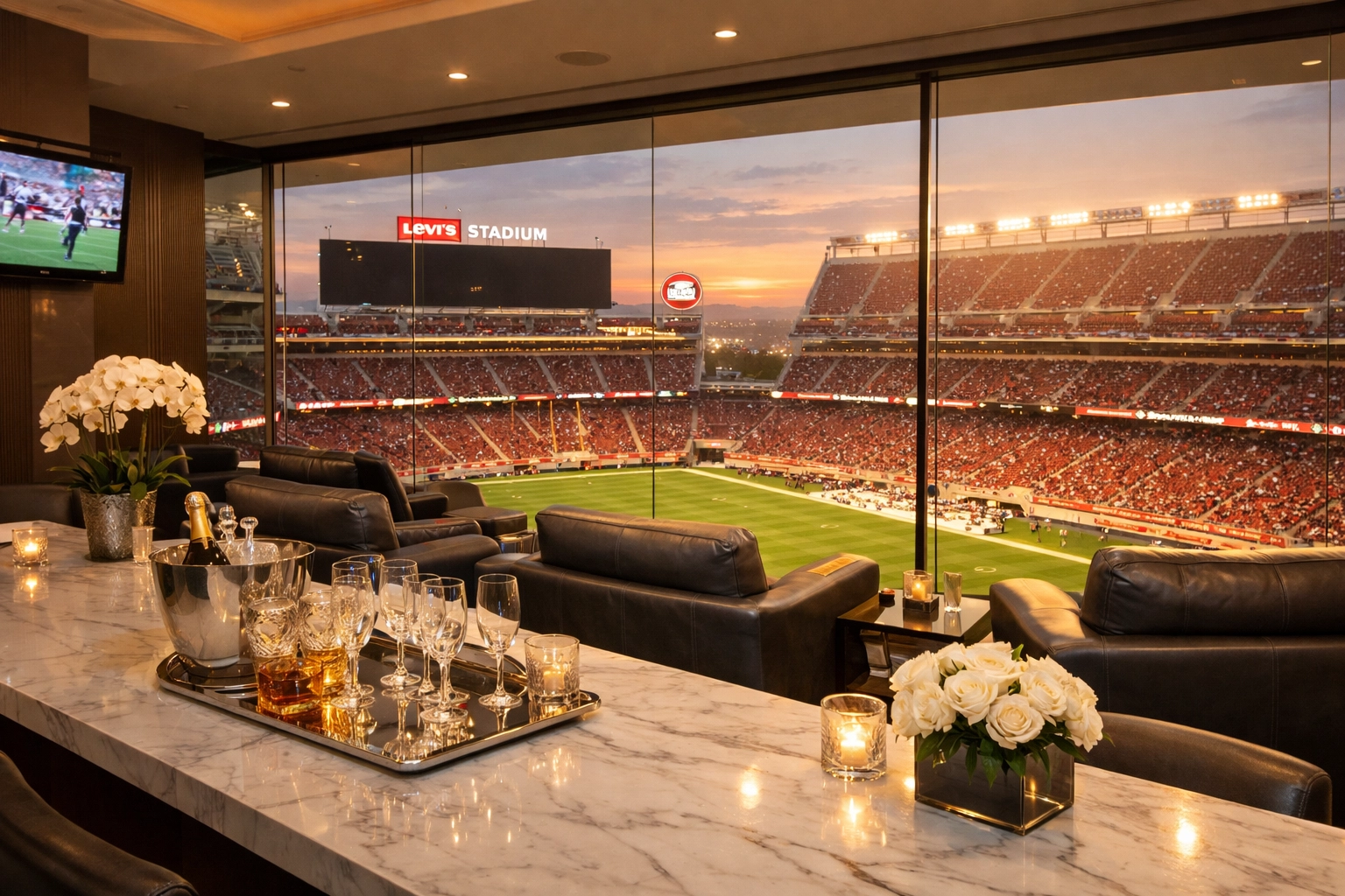 Luxury Super Bowl corporate suite at Levi