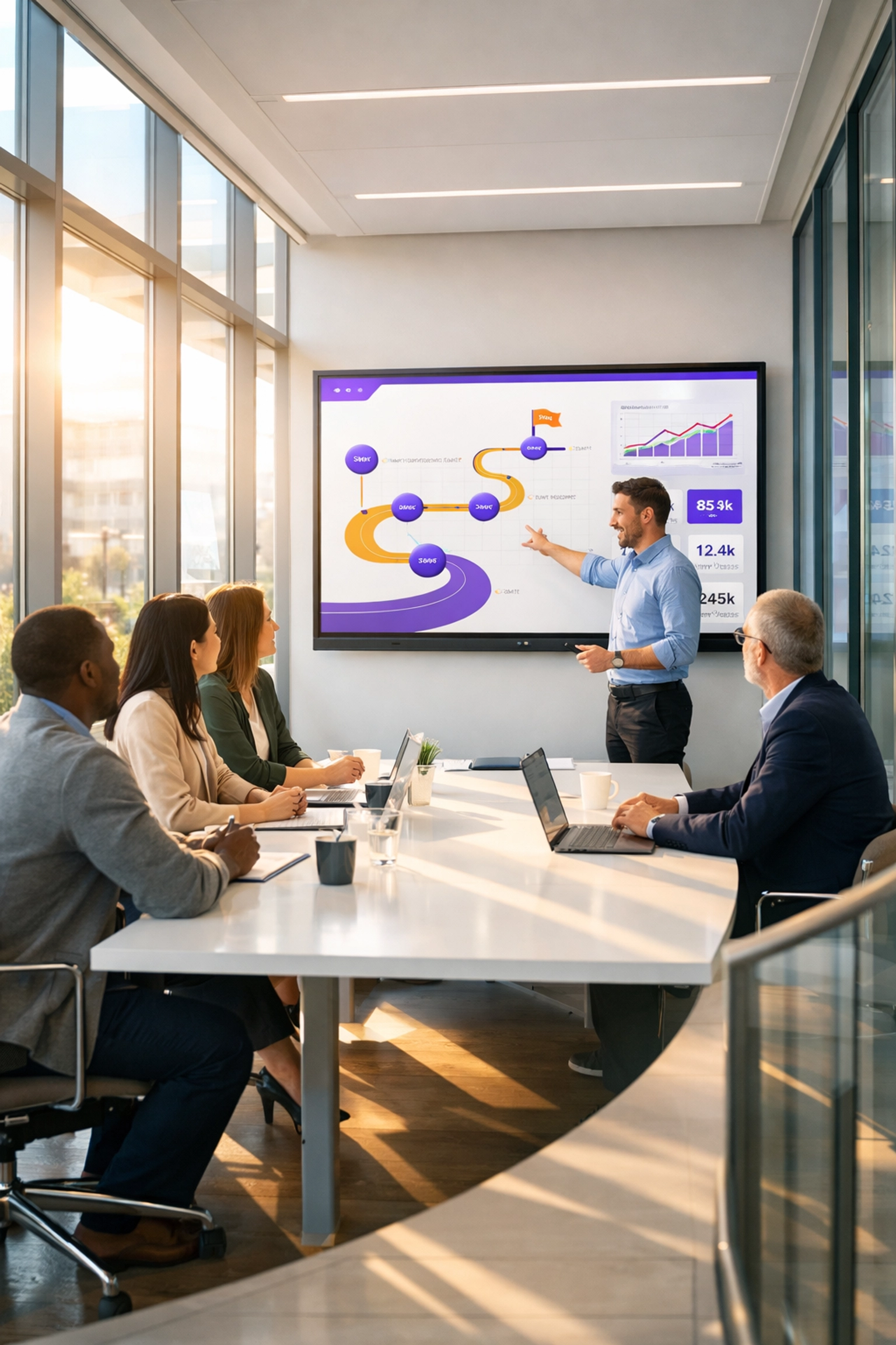 Business team collaborating on a clear website user experience to boost lead generation.