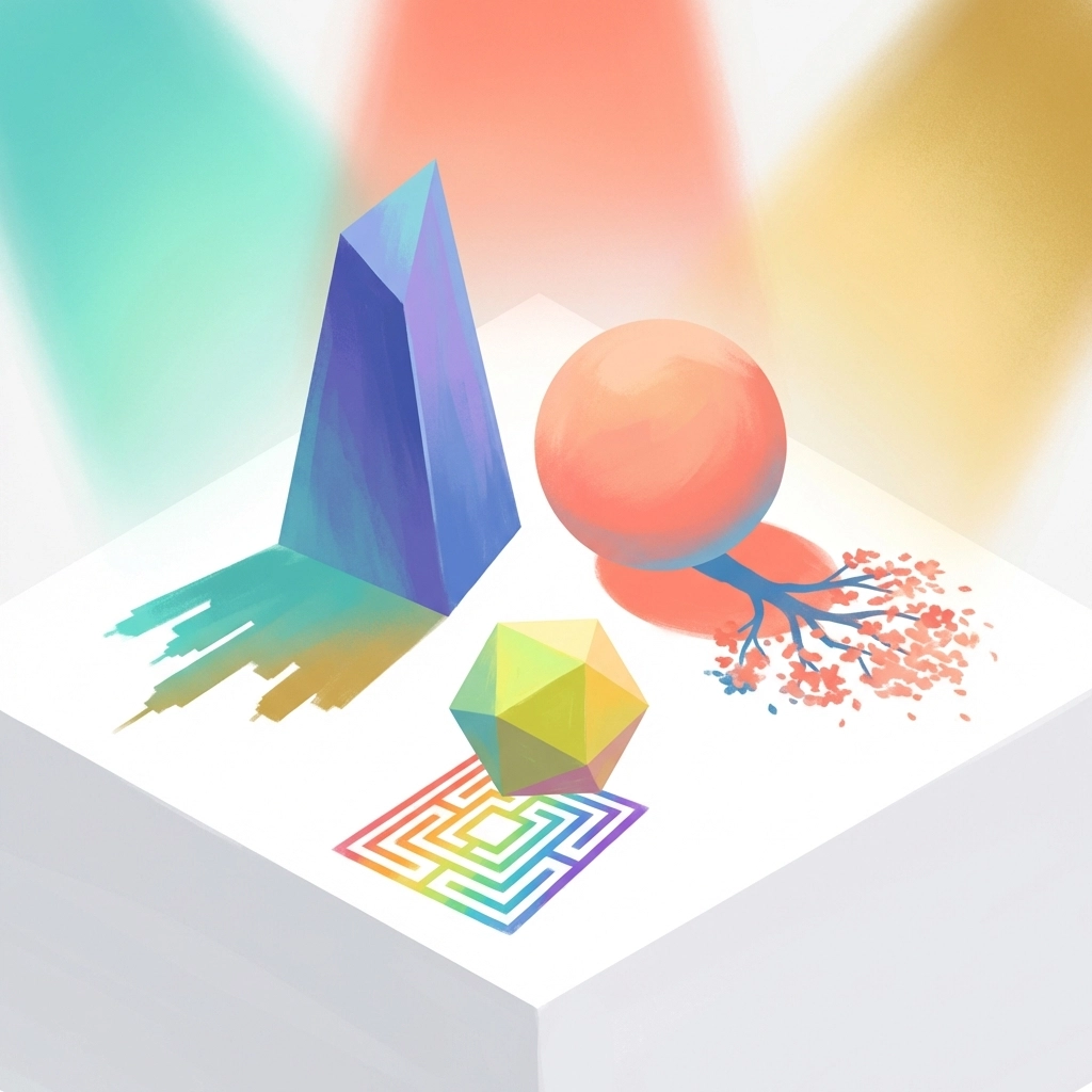 Minimalist illustration of unique characters representing self-discovery and community in the Minecraft movie