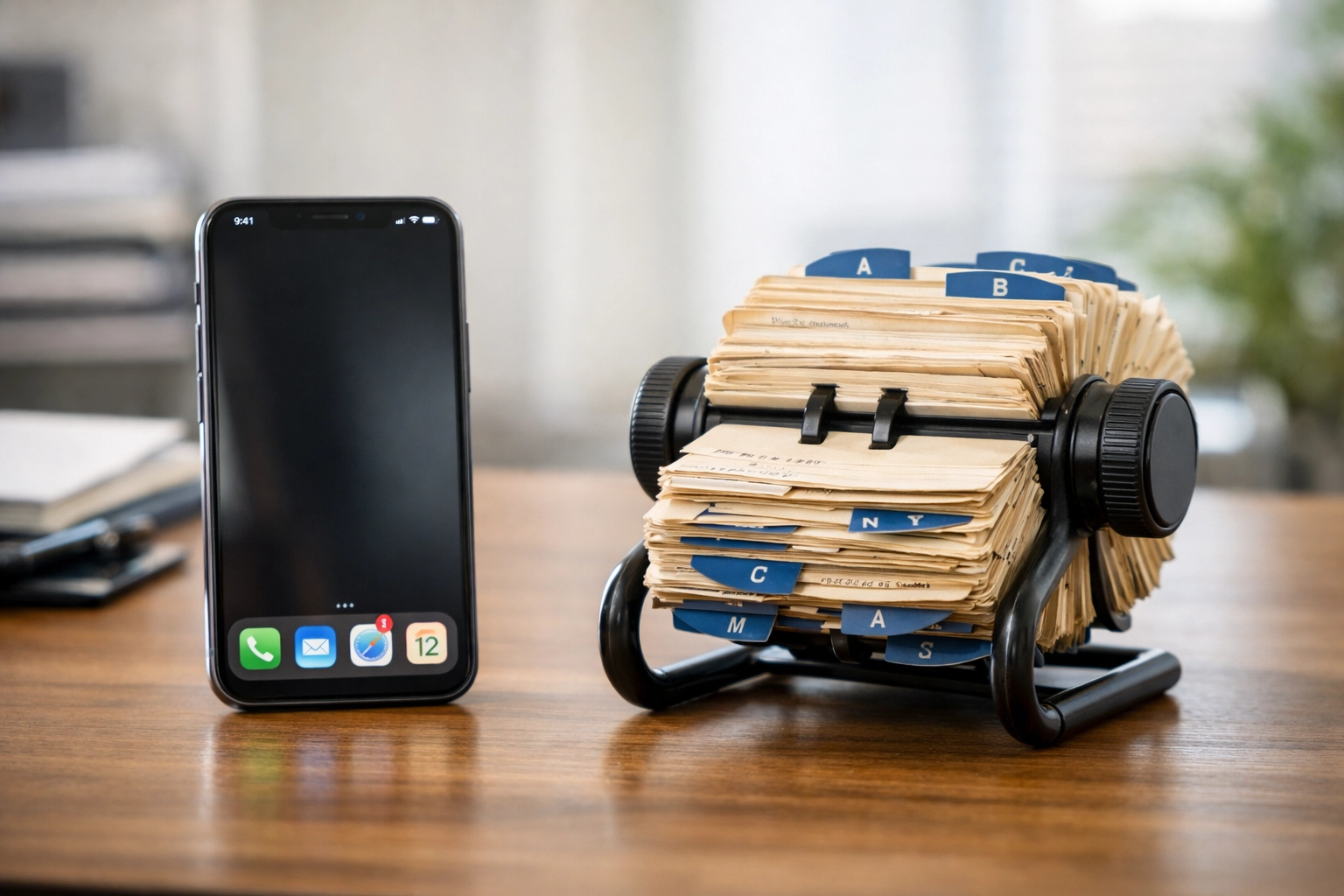 Smartphone vs Rolodex—consolidation of technology vs fragmented tools Smartphone vs Rolodex—consolidation of technology vs fragmented tools