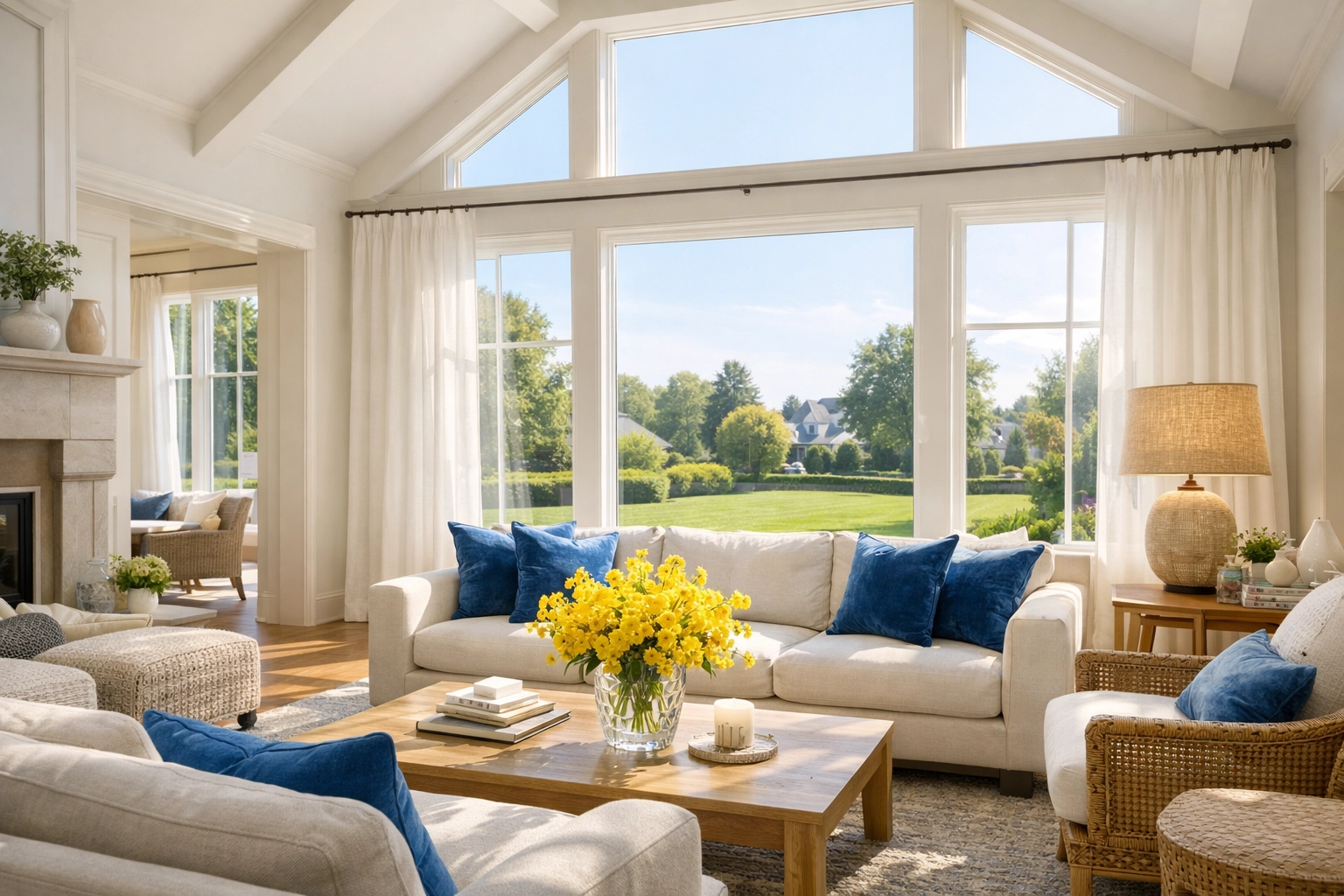 Impeccably clean Longmeadow living room showcasing eco-friendly luxury cleaning for a healthier home sanctuary.