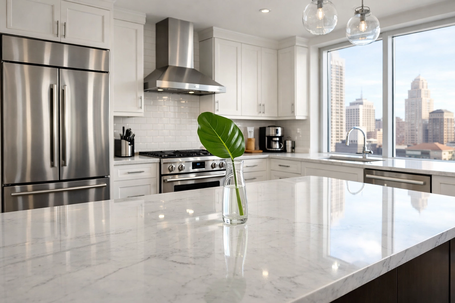 Modern kitchen in a Detroit apartment reflecting move-in ready standards after a professional turnover cleaning.