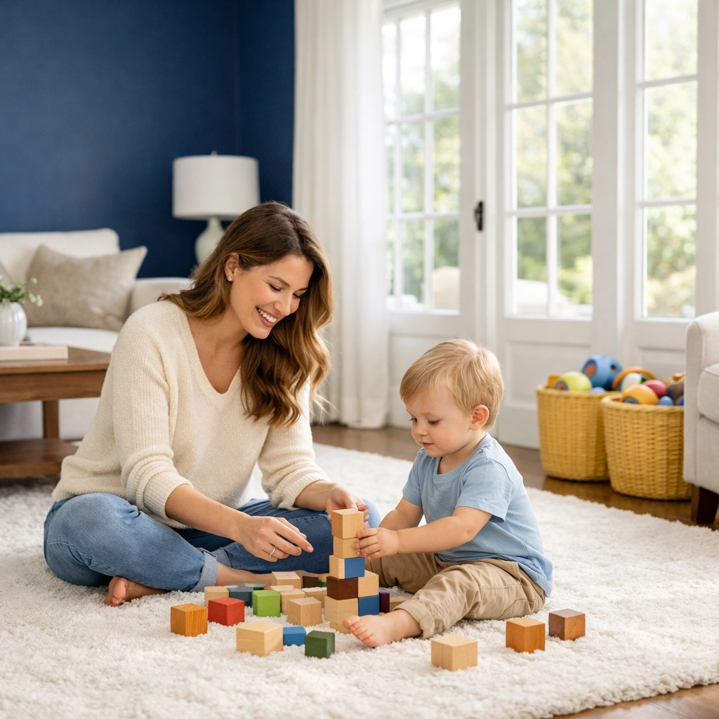 Stress-free Marblehead family playing in a spotless home thanks to scheduled weekly house cleaning.