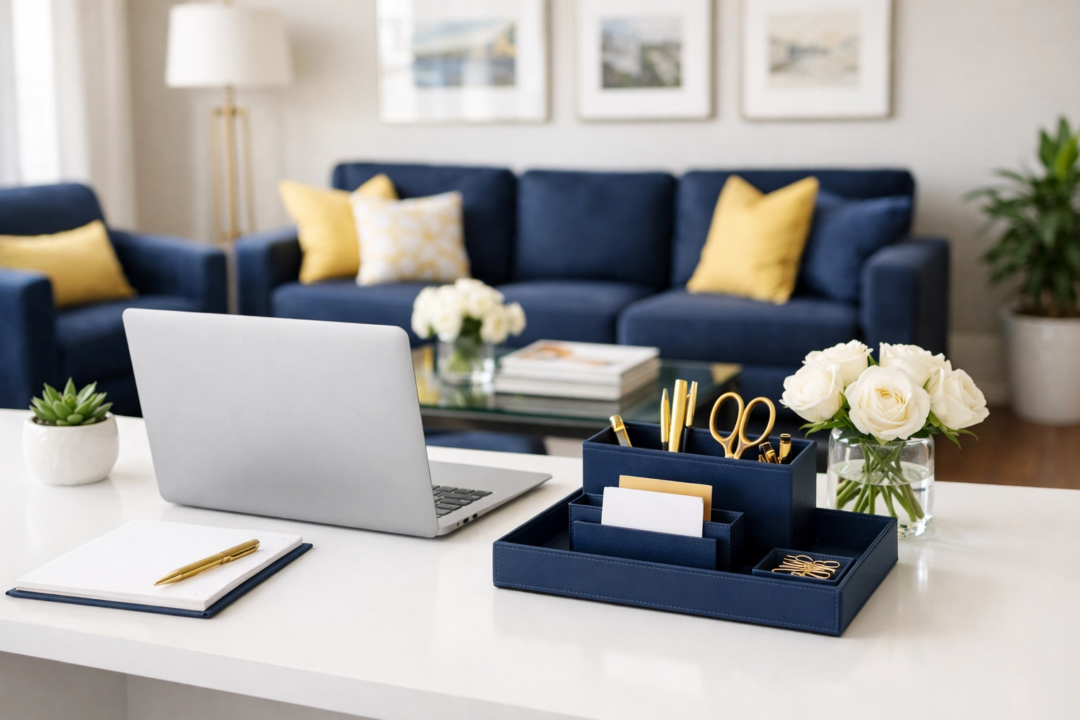 Meticulously cleaned real estate agent desk and workstation in a professional Lexington office.