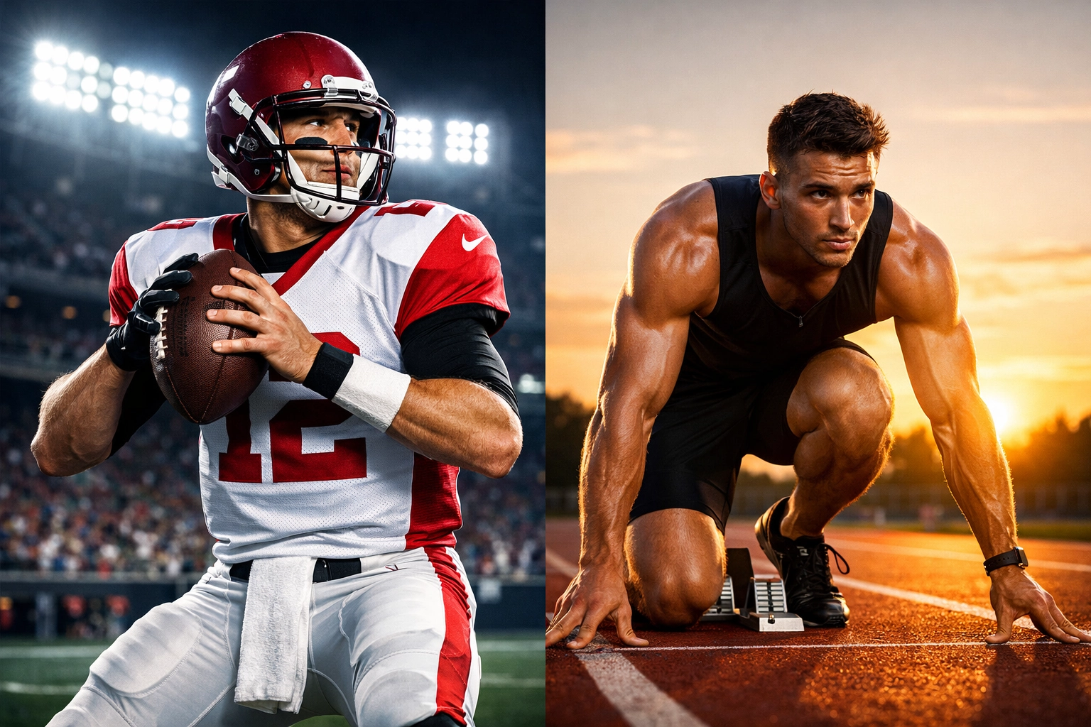 Comparison of star quarterback and track athlete showing diverse NIL partnership opportunities