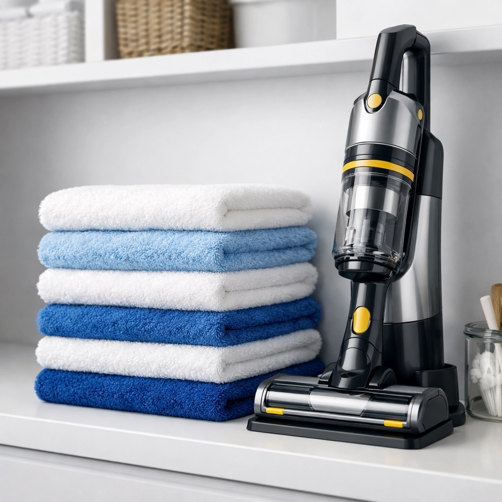 Organized cleaning tools and sanitized microfiber towels ready for deep cleaning Worcester services.