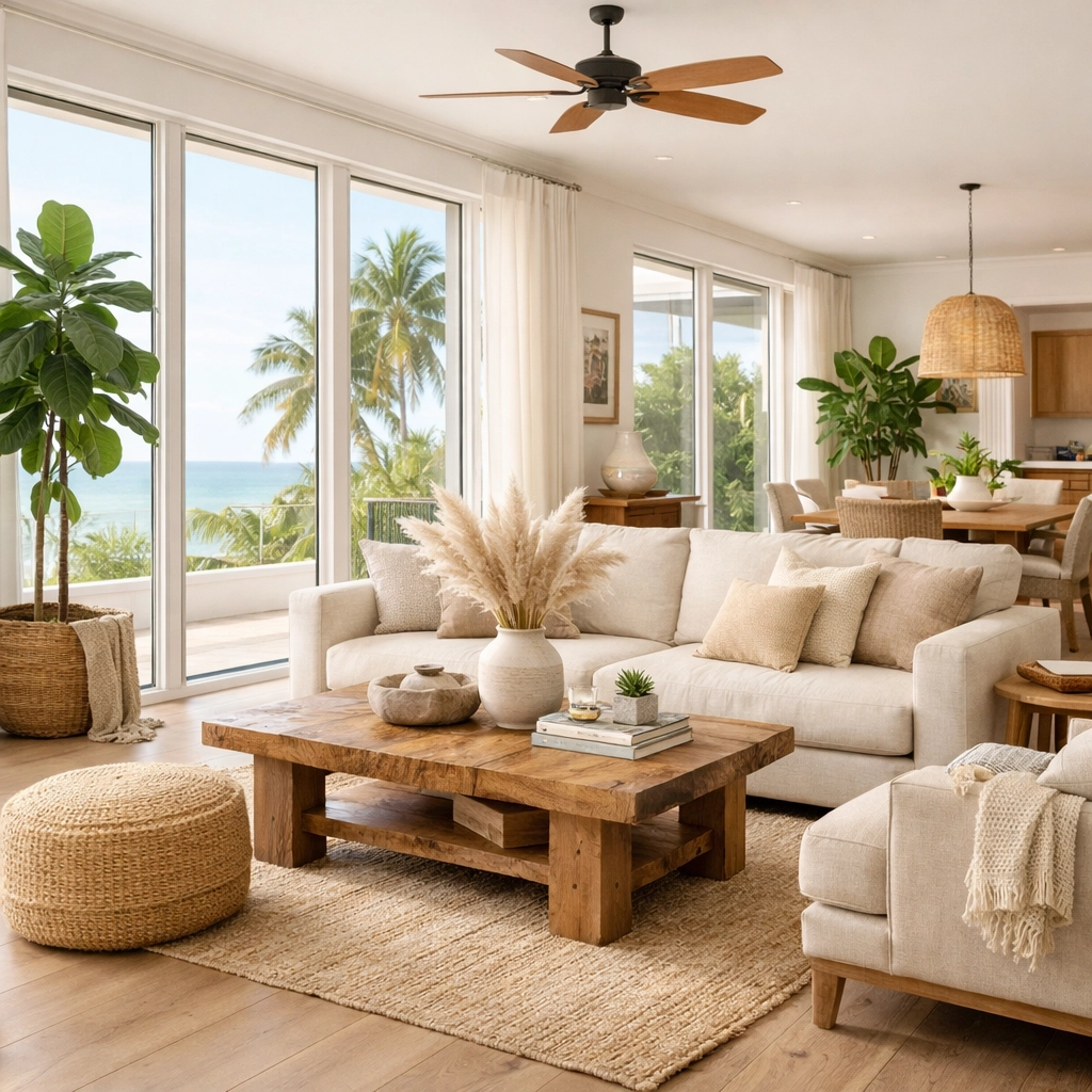 Aspirational Orlando home interior showcasing a renovated open-concept living area with natural lighting.