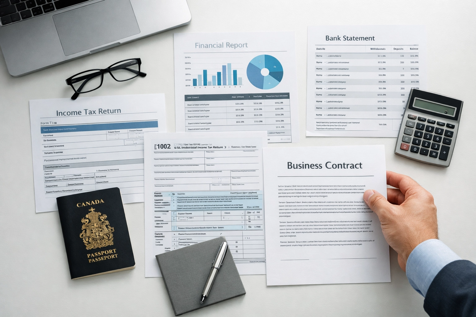 Organized business loan documents including tax returns and bank statements for fast approval