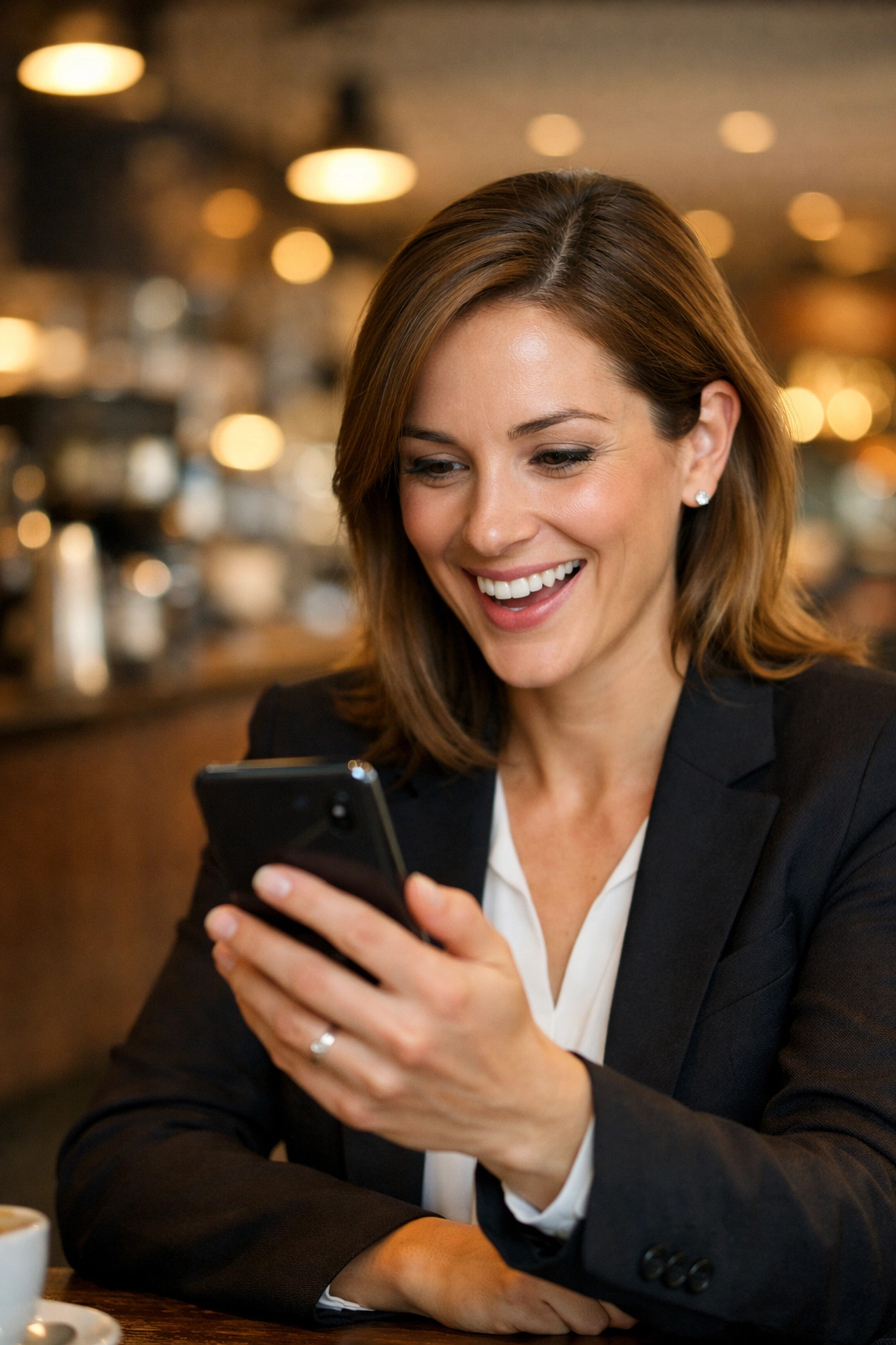 Business professional receiving an instant automated follow up notification on their smartphone.