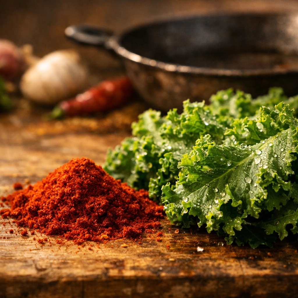 Fresh kale and smoked paprika ingredients for authentic, dietary-friendly Southern catering.
