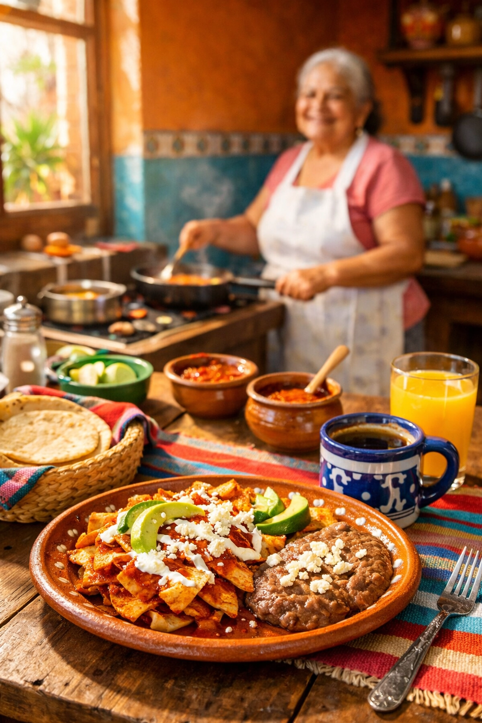 Traditional Mexican breakfast at local fonda in Zona Romántica Puerto Vallarta