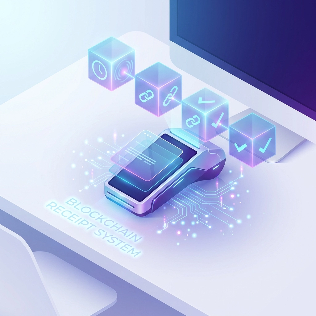 Blockchain-powered NFT receipts for merchants, showcasing secure and transparent digital payment records