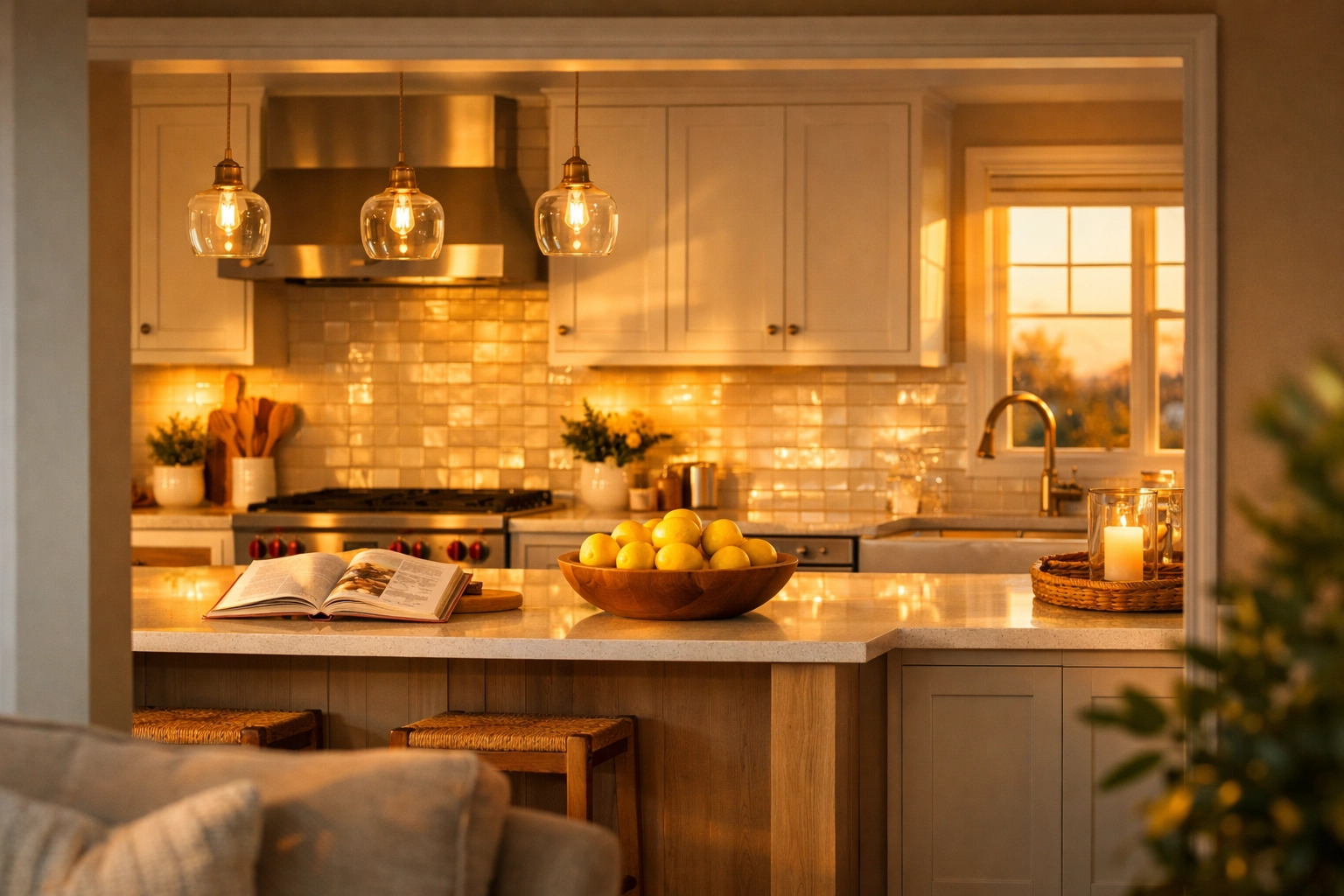Finished luxury kitchen transformation with quartz countertops boosting home value in Central Ohio.