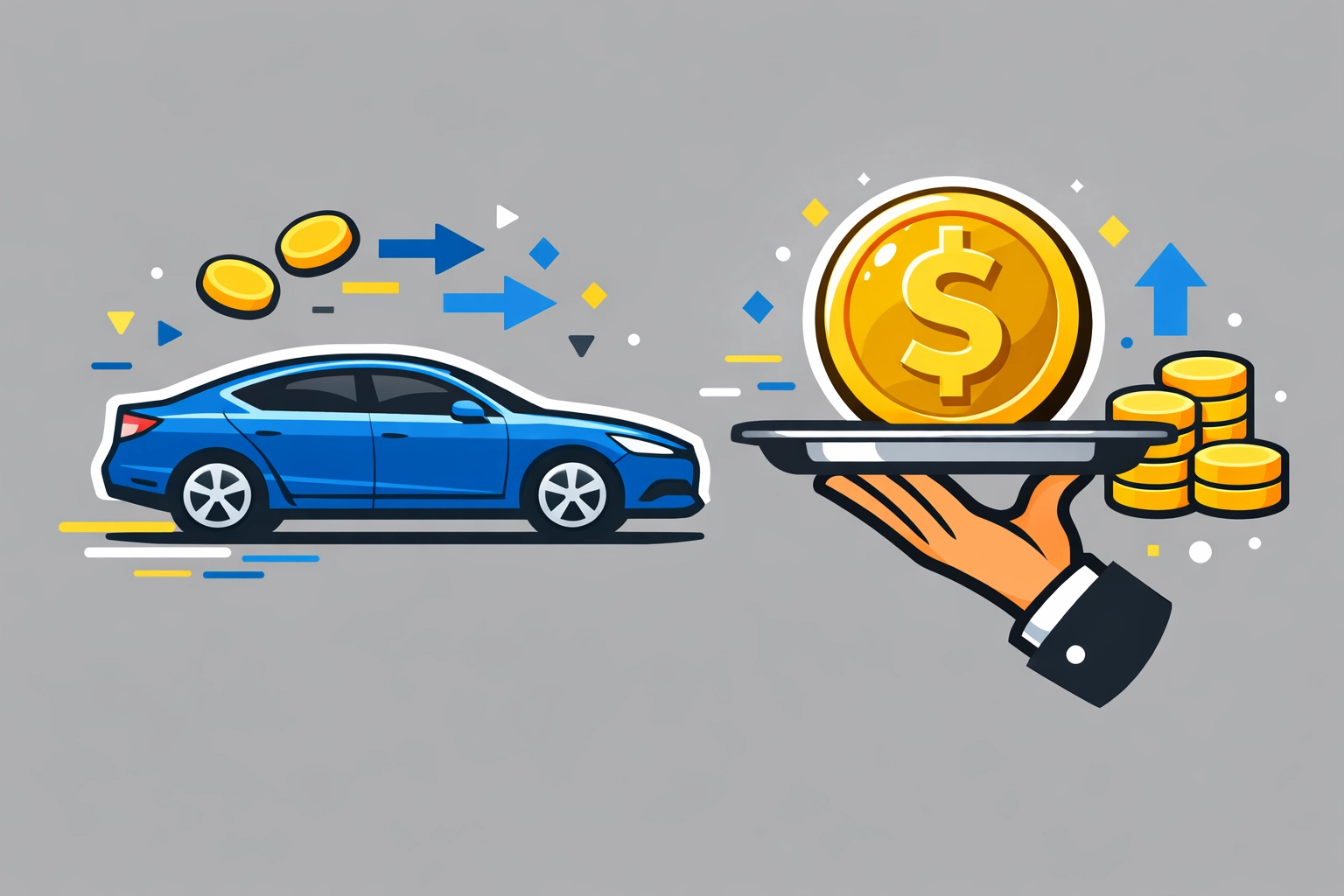 Graphic showing a car and gratuities representing new 2026 deductions to help taxpayers maximize their tax refund.