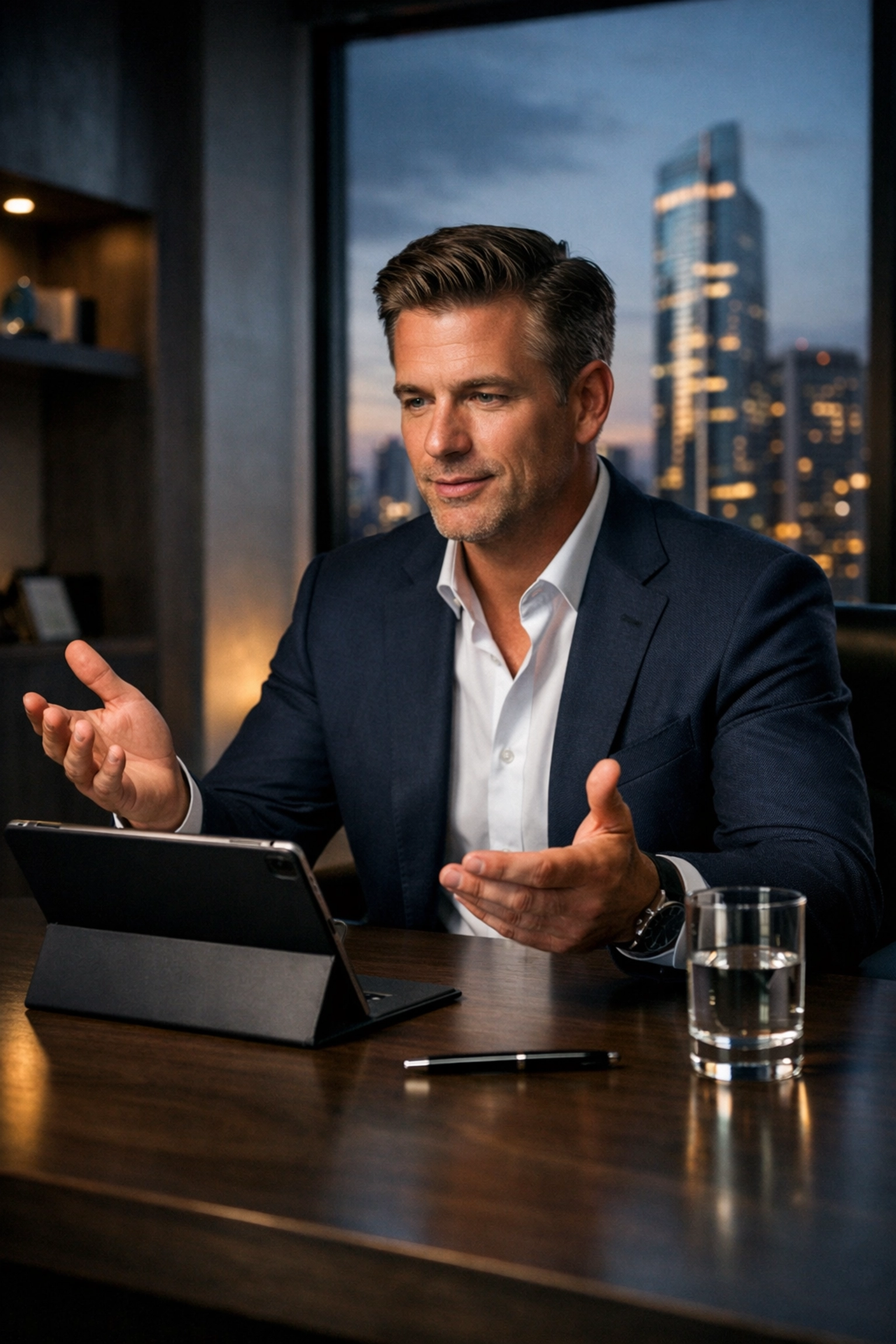 A sales executive delivering a remote presentation with consistent messaging to boost win rates.