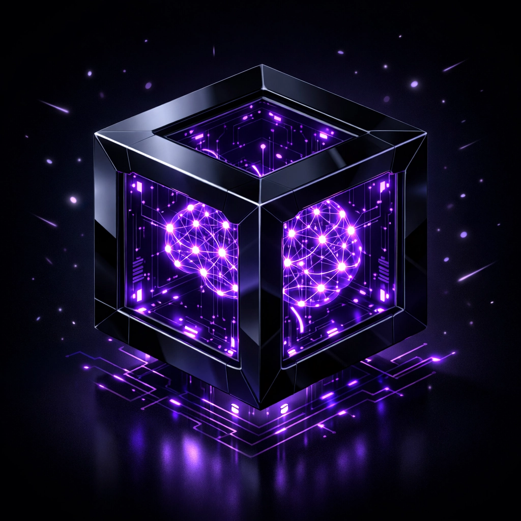 Glowing digital core representing headless ecommerce website development and intelligent data integration.