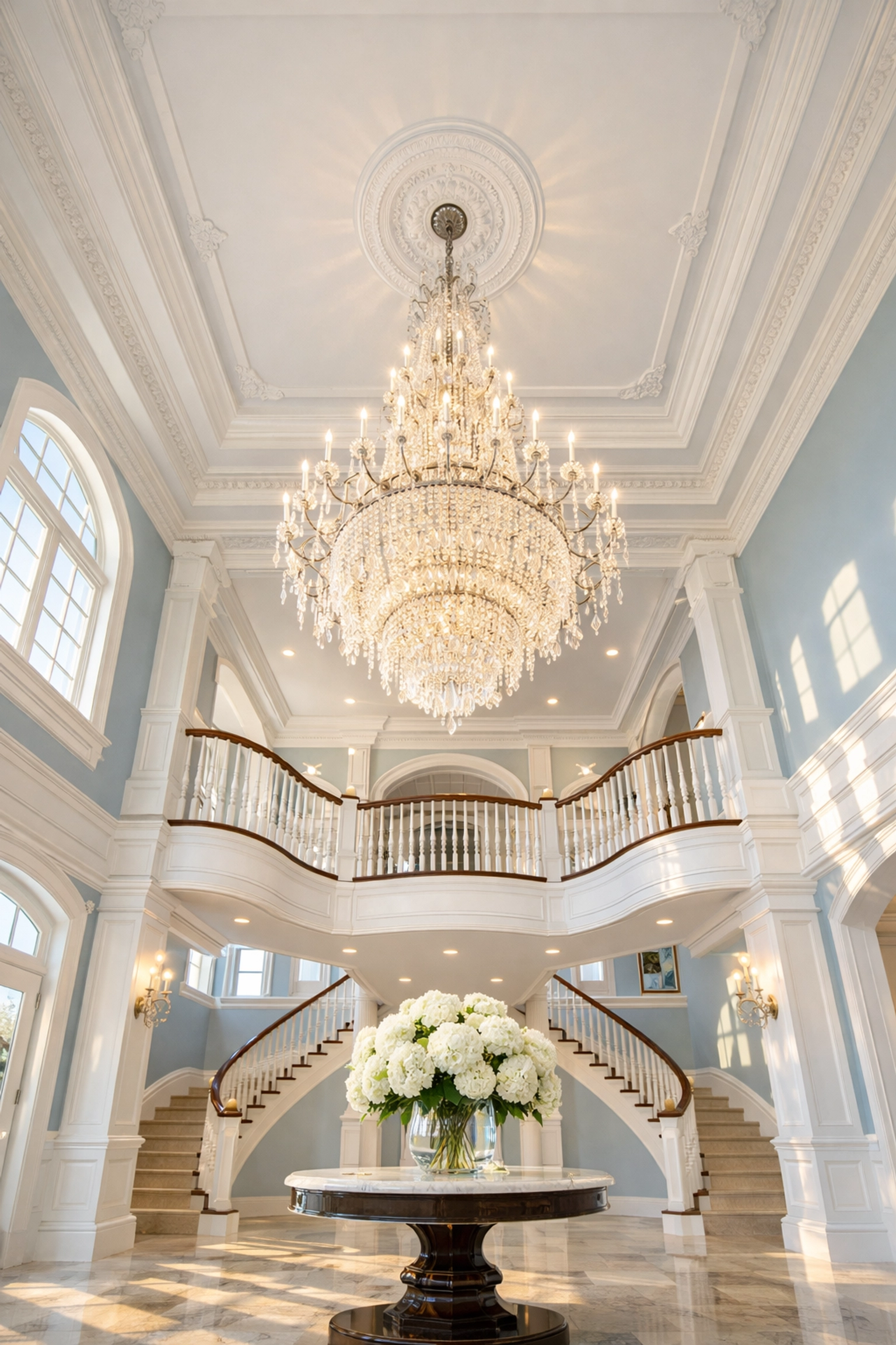 High-ceiling foyer in a Dover mansion after expert luxury house cleaning in Dover.