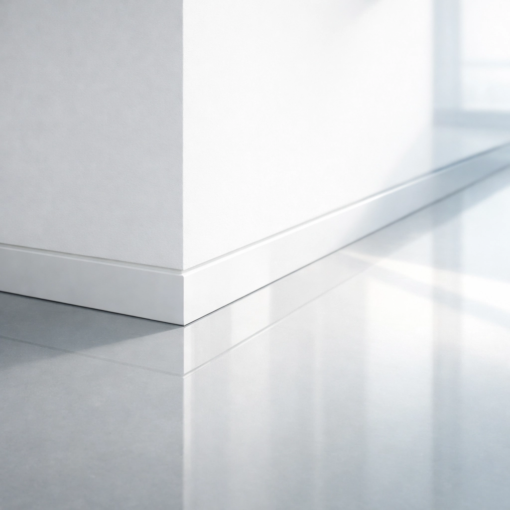 Clean, high-gloss floors in a modern medical clinic setting, showing professional maintenance.