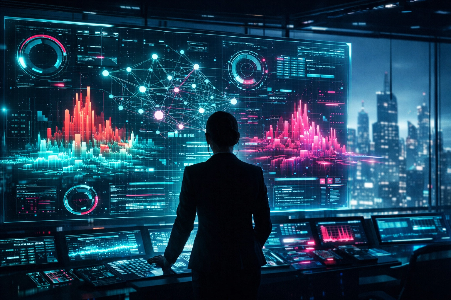 KI-gestützte Auswertung von Kundenfeedback in einem digitalen Kontrollzentrum.