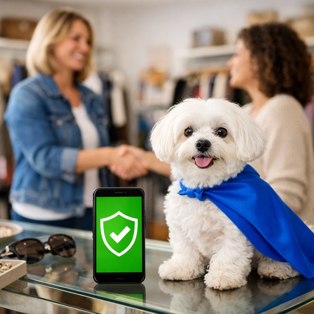 Verified designer bag authentication provides trust for resale shops and customers during a transaction.