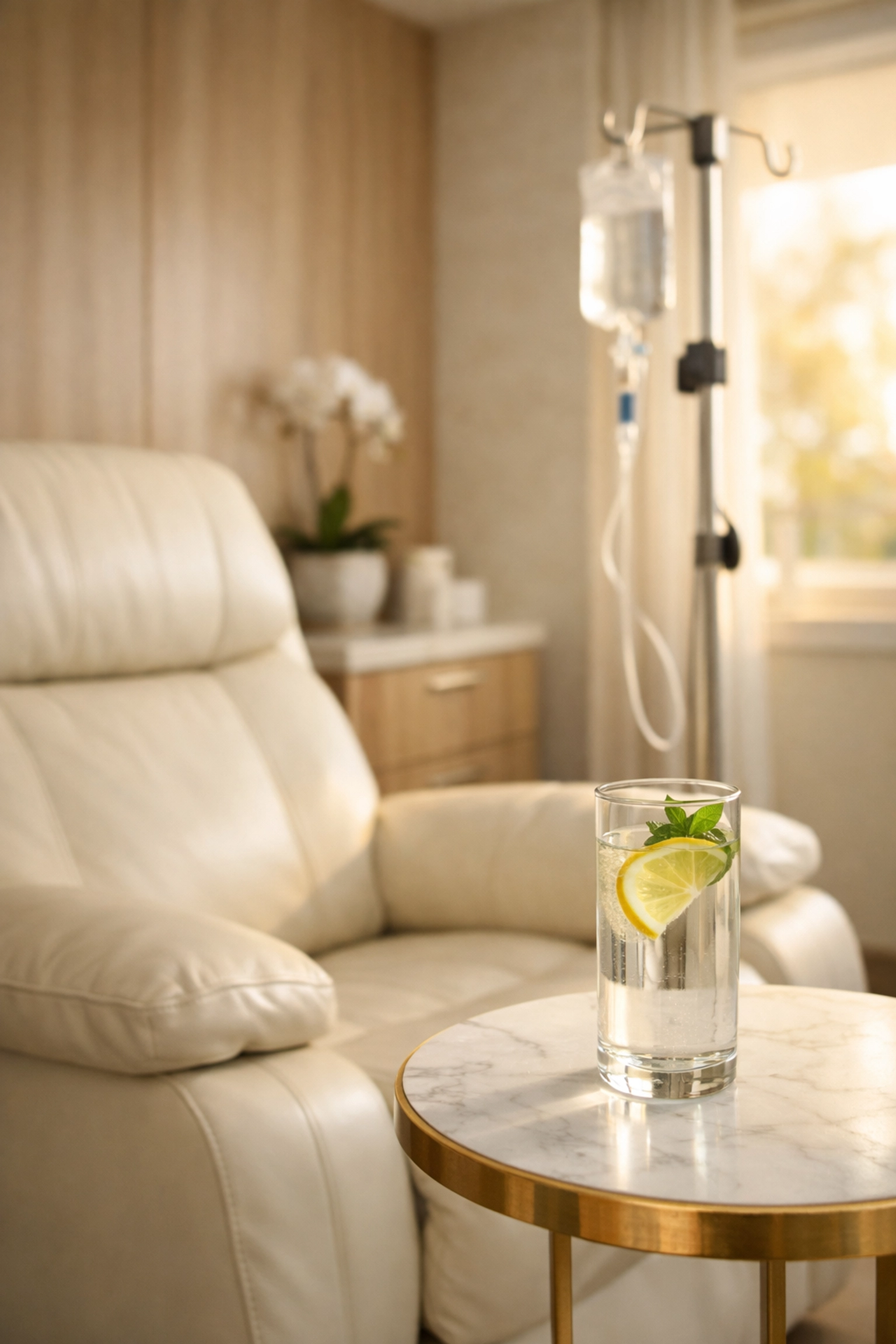 A modern and serene medical wellness suite in Boca Raton designed for comfortable IV therapy treatments.