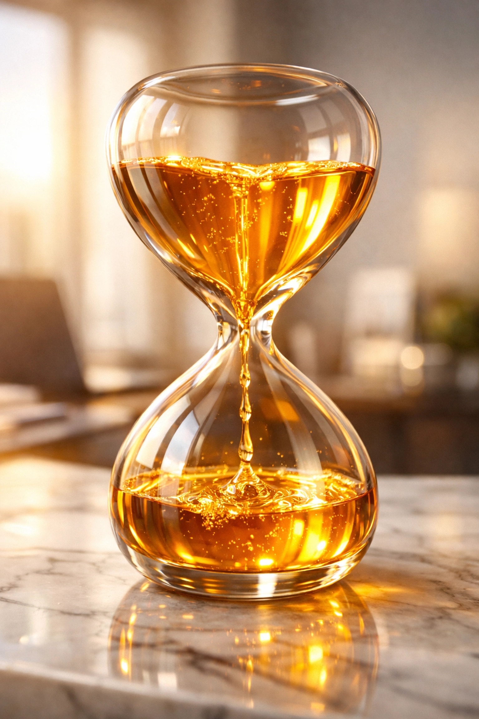 Hourglass with golden liquid representing cash flow relief provided by the 36-month ATO payment plan.