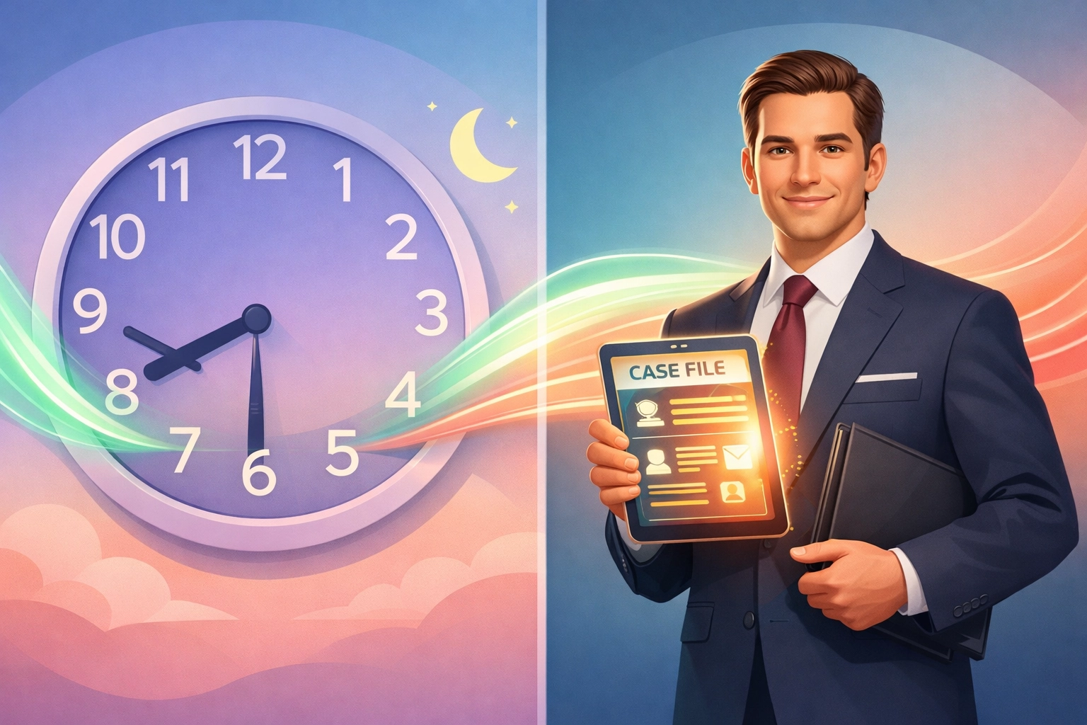 Attorney receiving instant case information from AI receptionist during after-hours emergency call