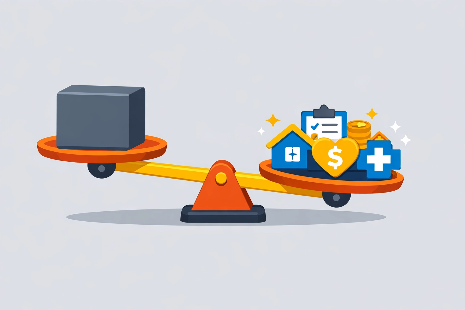 A balance scale comparing itemized deductions like mortgage interest to the standard deduction for a higher refund.