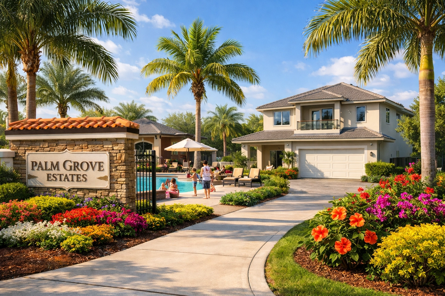 Gated community in Cape Coral Southwest with modern homes and resort-style amenities