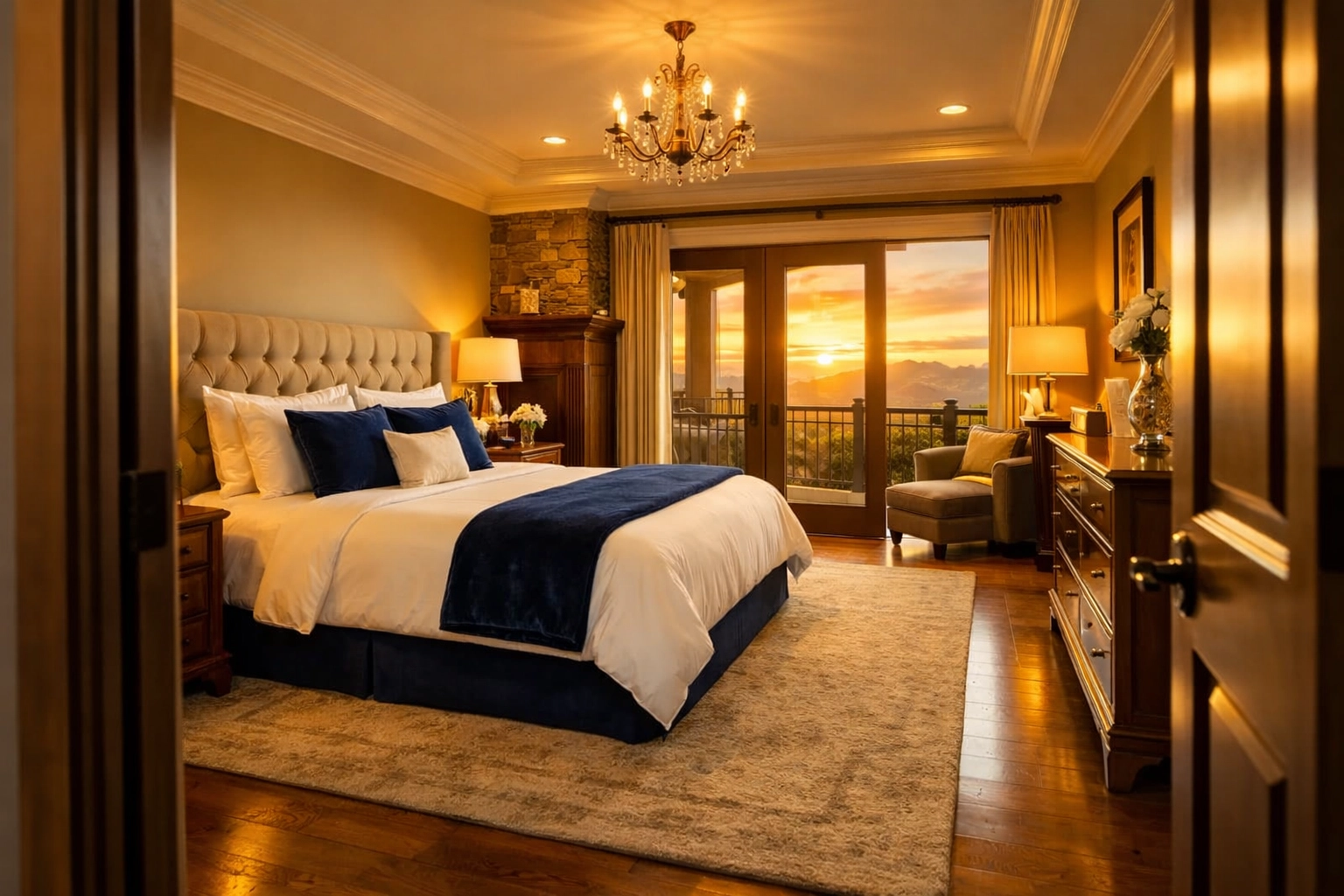 Spotless luxury bedroom in Ashland after a stress-free recurring house cleaning service.