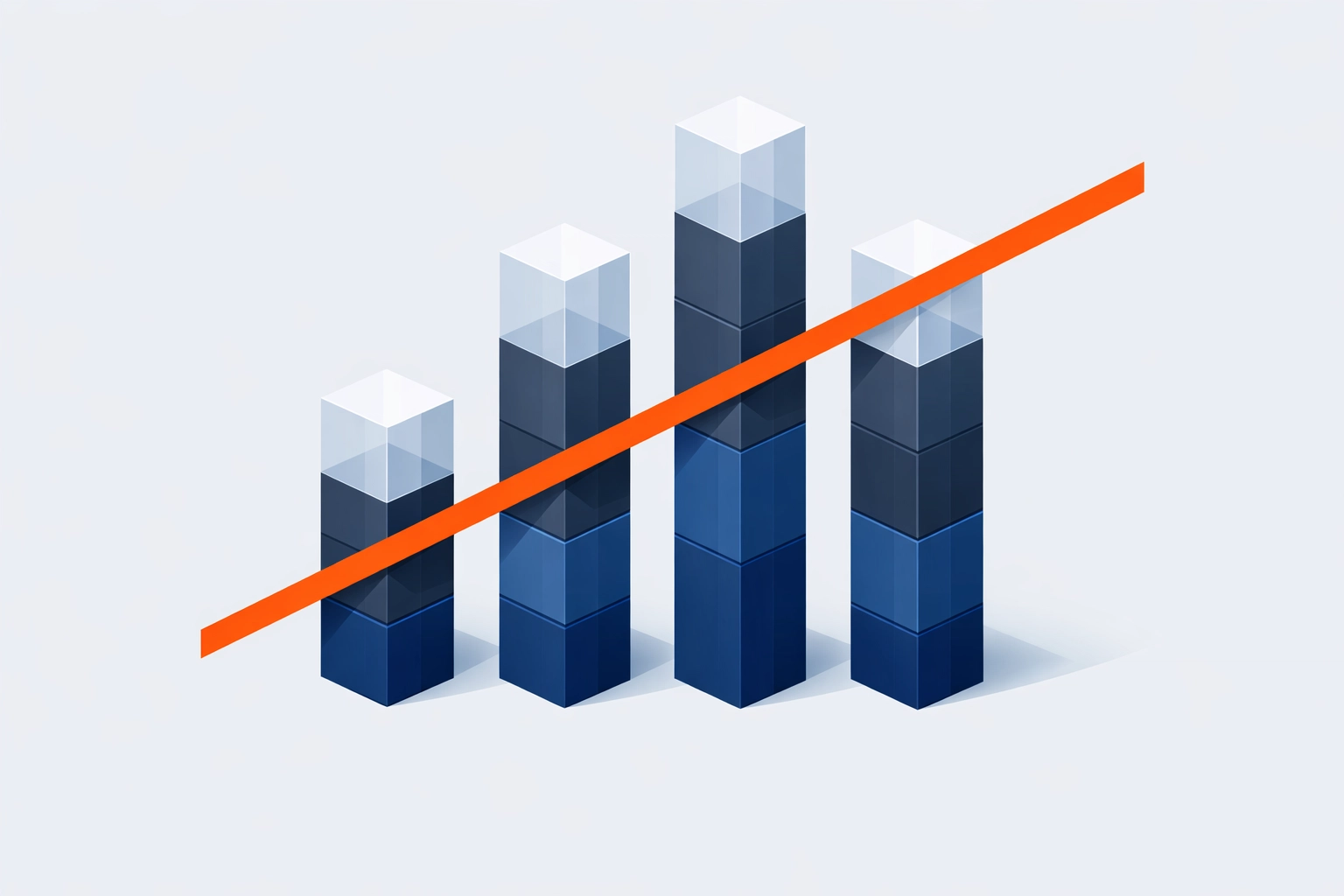 Four geometric pillars representing a custom tech stack aligned with business strategy and user experience.