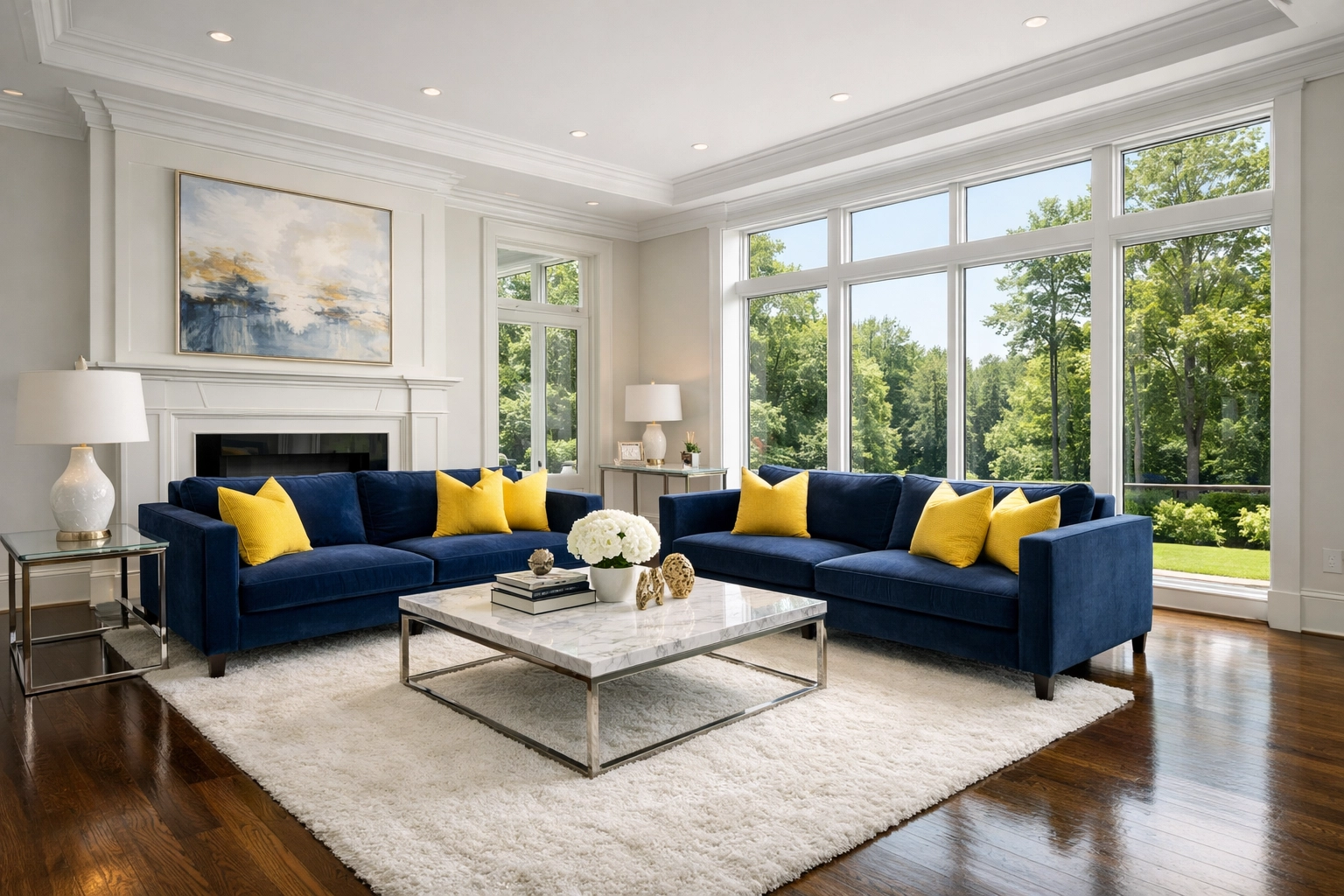 Luxury Andover living room with polished floors, perfectly maintained by professional cleaners in Andover.