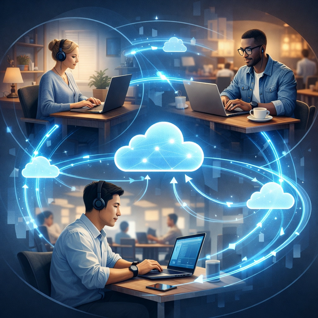 Remote team collaboration enabled by cloud services for small businesses