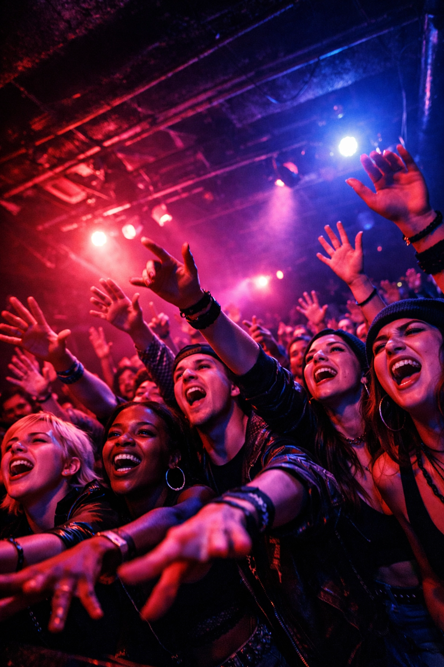 Diverse crowd at a live music event building a loyal community of first one thousand true fans.