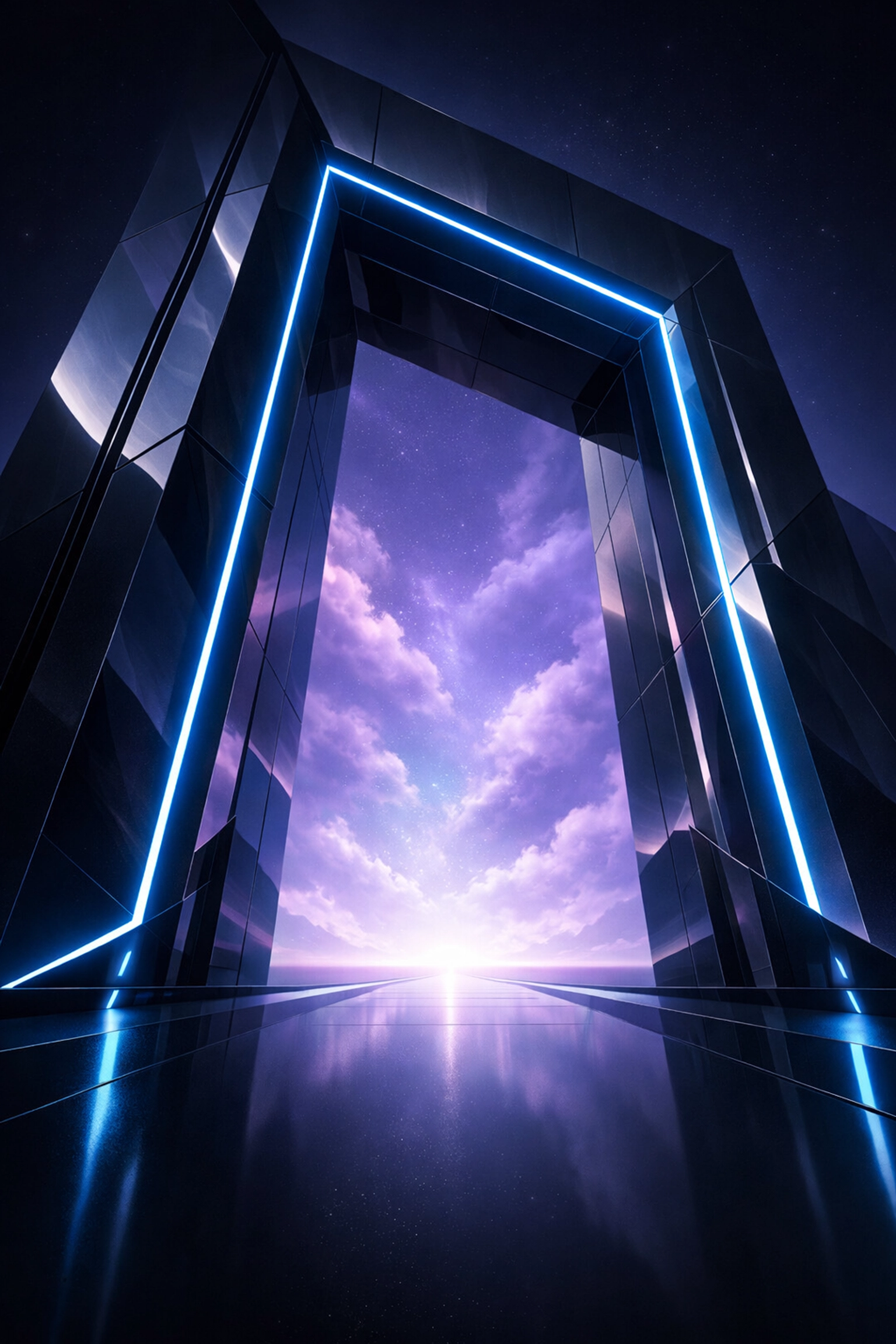 Futuristic neon gateway symbolizing infinite business capacity and scaling without the hiring headache.